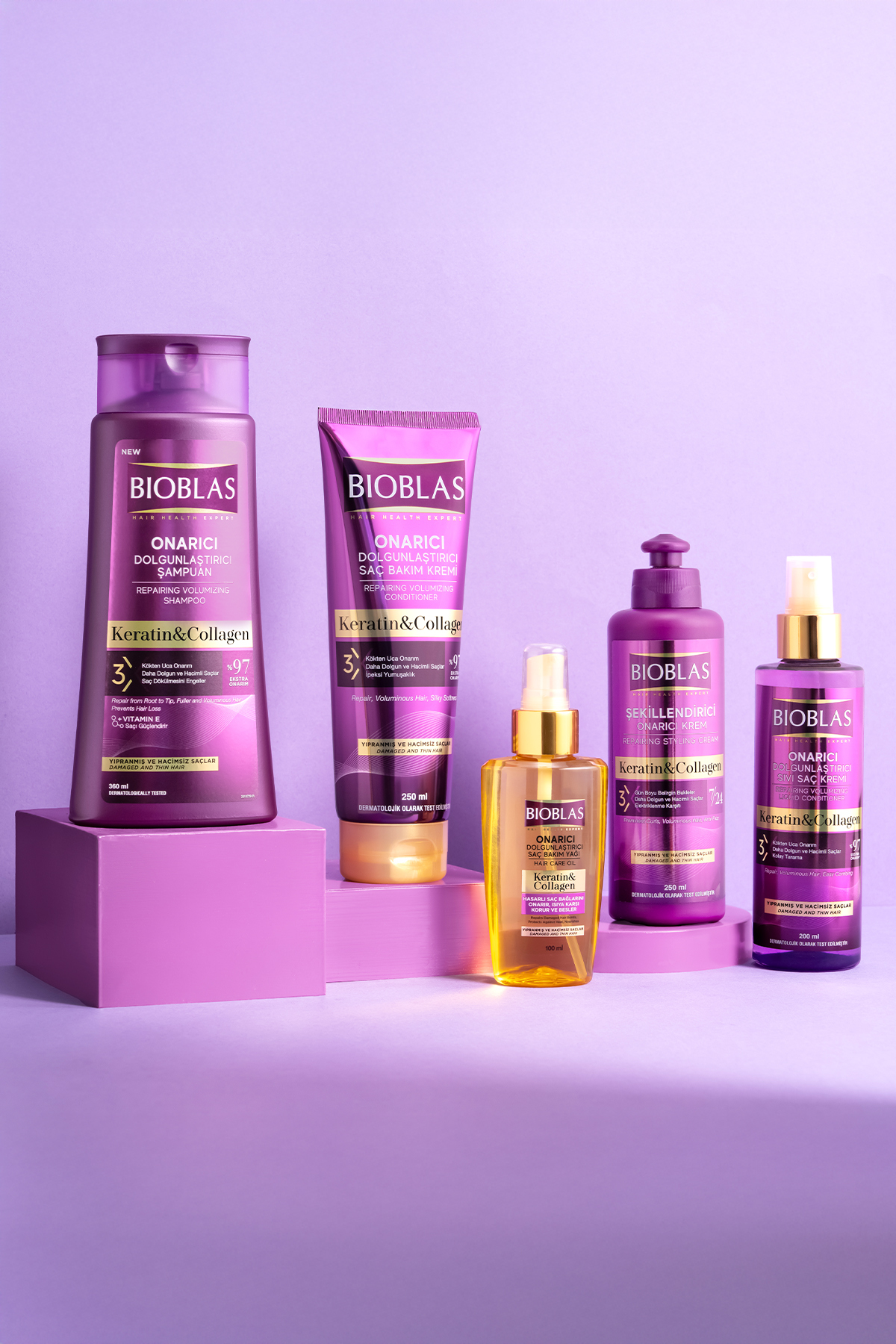 Keratin & Kolajen Onarıcı Dolgunlaştırıcı Saç Bakım Kremi 250 Ml İnce ve Yıpranmış Saçlar — bioblasbakım — تصویر 5 از 5