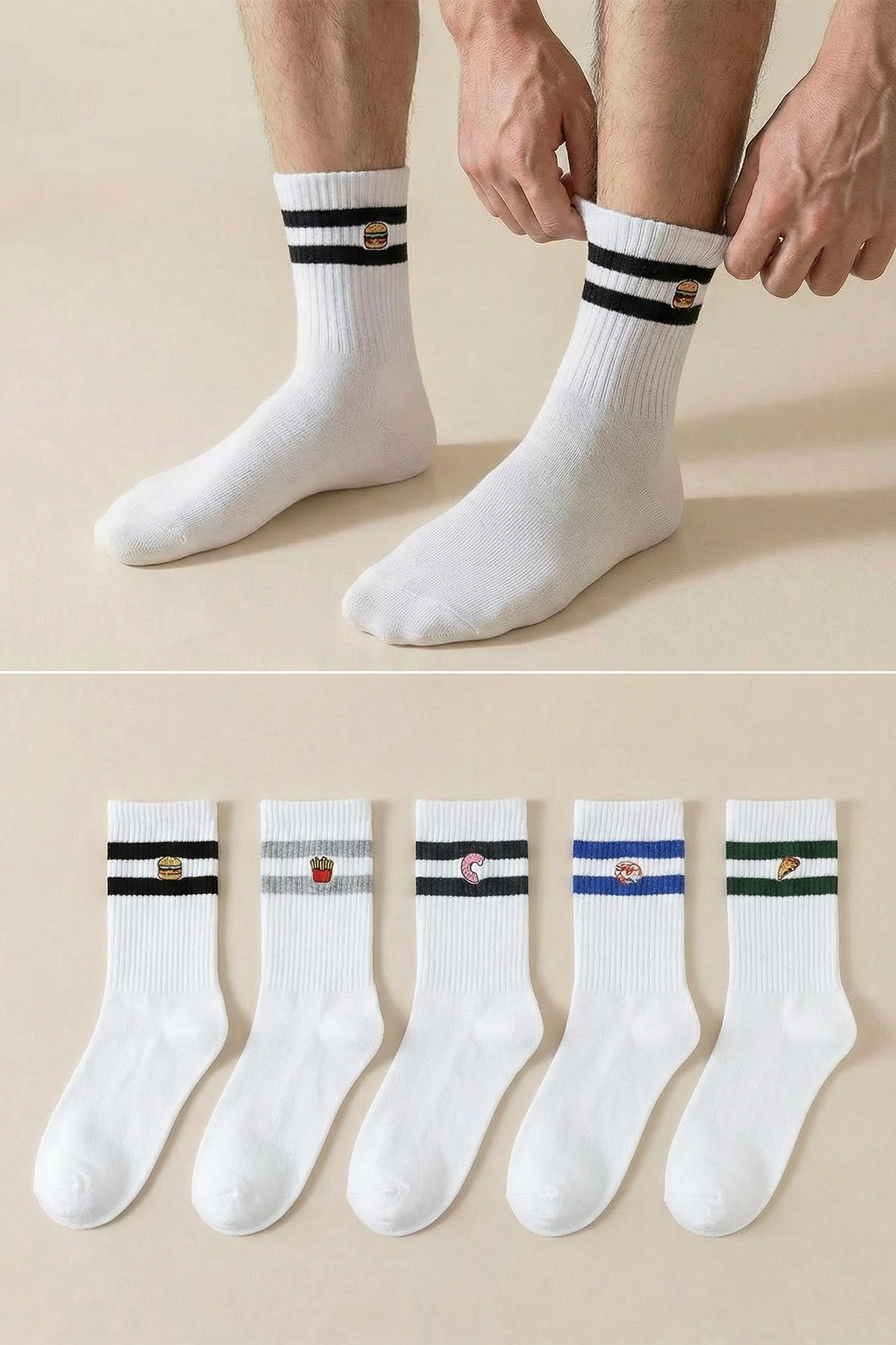 Trendyol Collection Unisex Białe haftowane bawełniane paski College Tenisowe ...