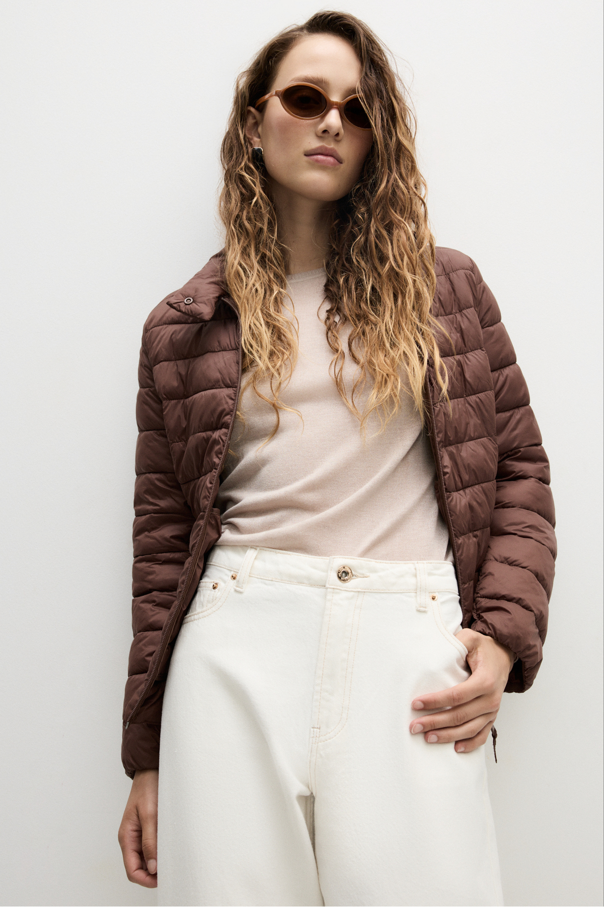 LEFTIES Dámska základná ľahká bunda typu puffer