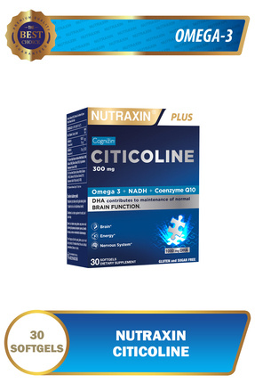 Nutraxin Citicoline 300 mg 30 Softgel – Omega 3, DHA, EPA, Koenzim Q10, B6 B1...