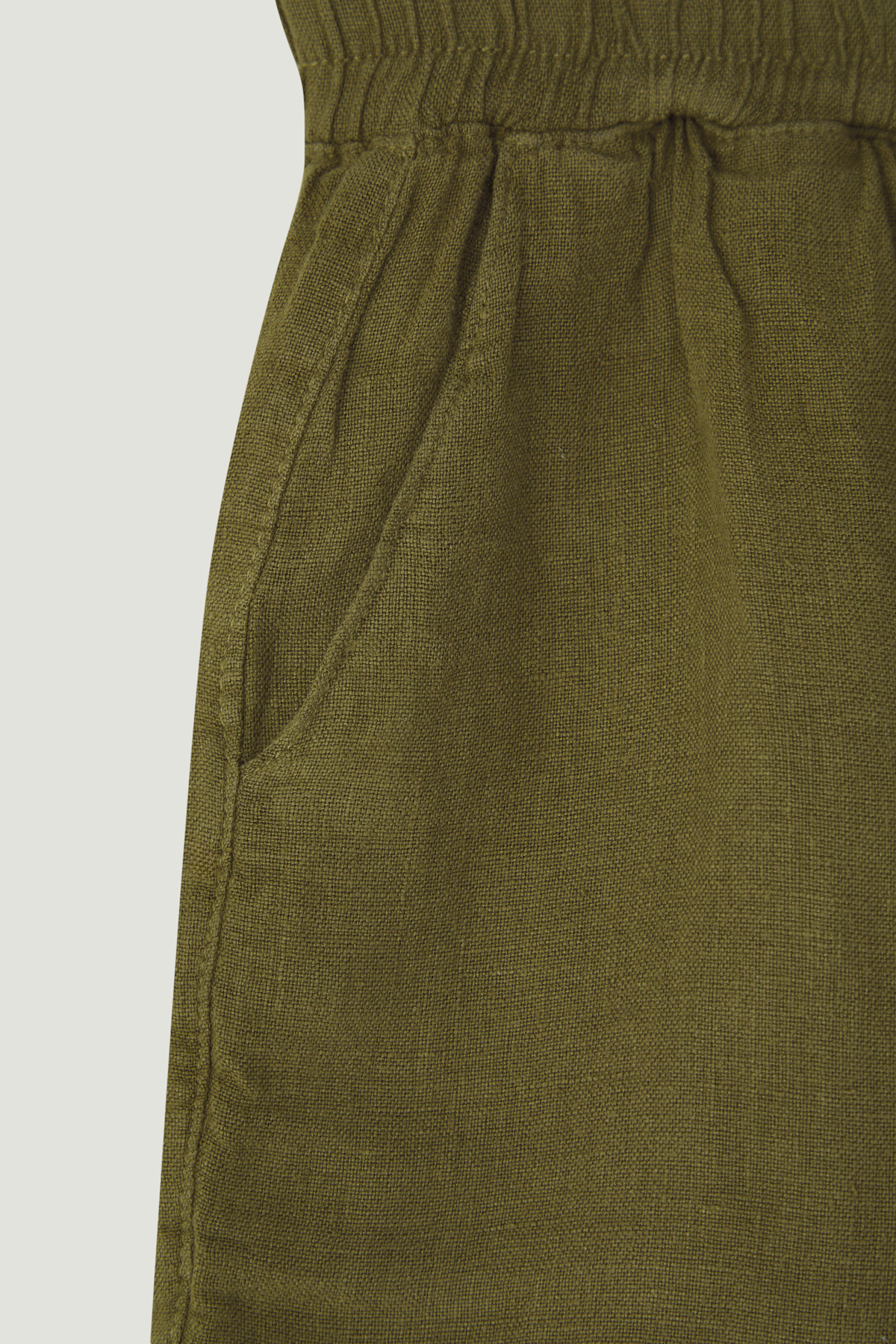 Trendyolmilla  Haki %100 Keten Beli Lastikli Yüksek Bel Şort TWOSS26SR00019 - Görsel 7