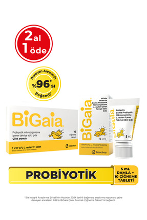 Bigaia Probiyotik Damla 5 mL & Çilek Aromalı 10’lu Çiğneme Tablet - Sindirim&...