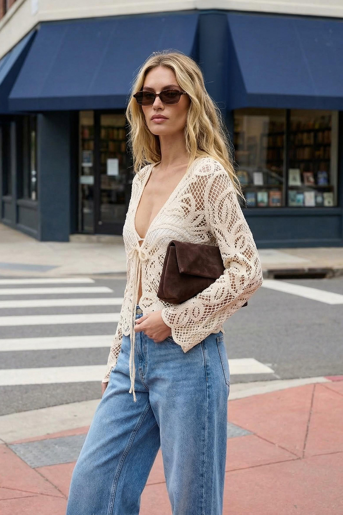 Trendyolmilla  Taş Kroşe Detaylı Triko Hırka TWOSS25HI00016 - Görsel 3