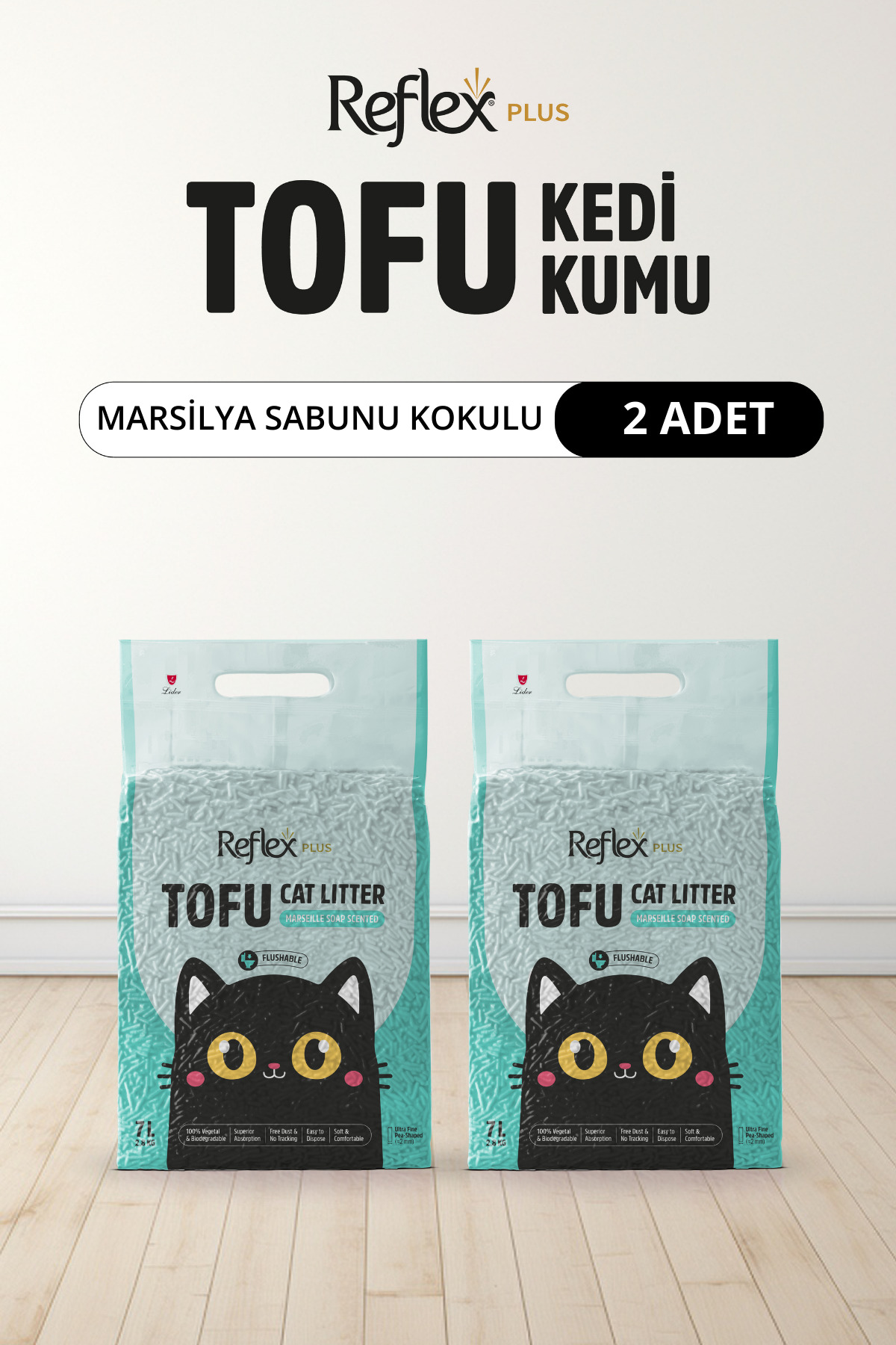 Reflex Plus Marsilya Sabunu Kokulu Tofu Kedi Kumu 7L x 2 Adet