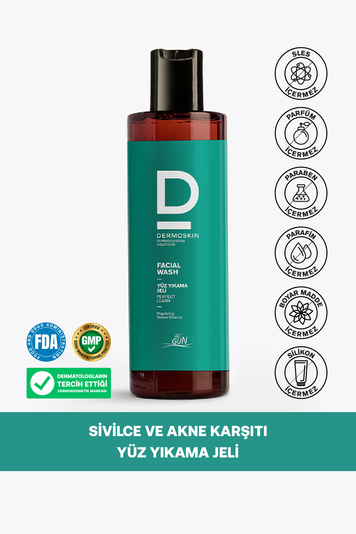 Acgun Sivilce ve Akne Karşıtı Yüz Yıkama Jeli | Yüz Temizleyicileri | Salisilik Asit | 200 ml