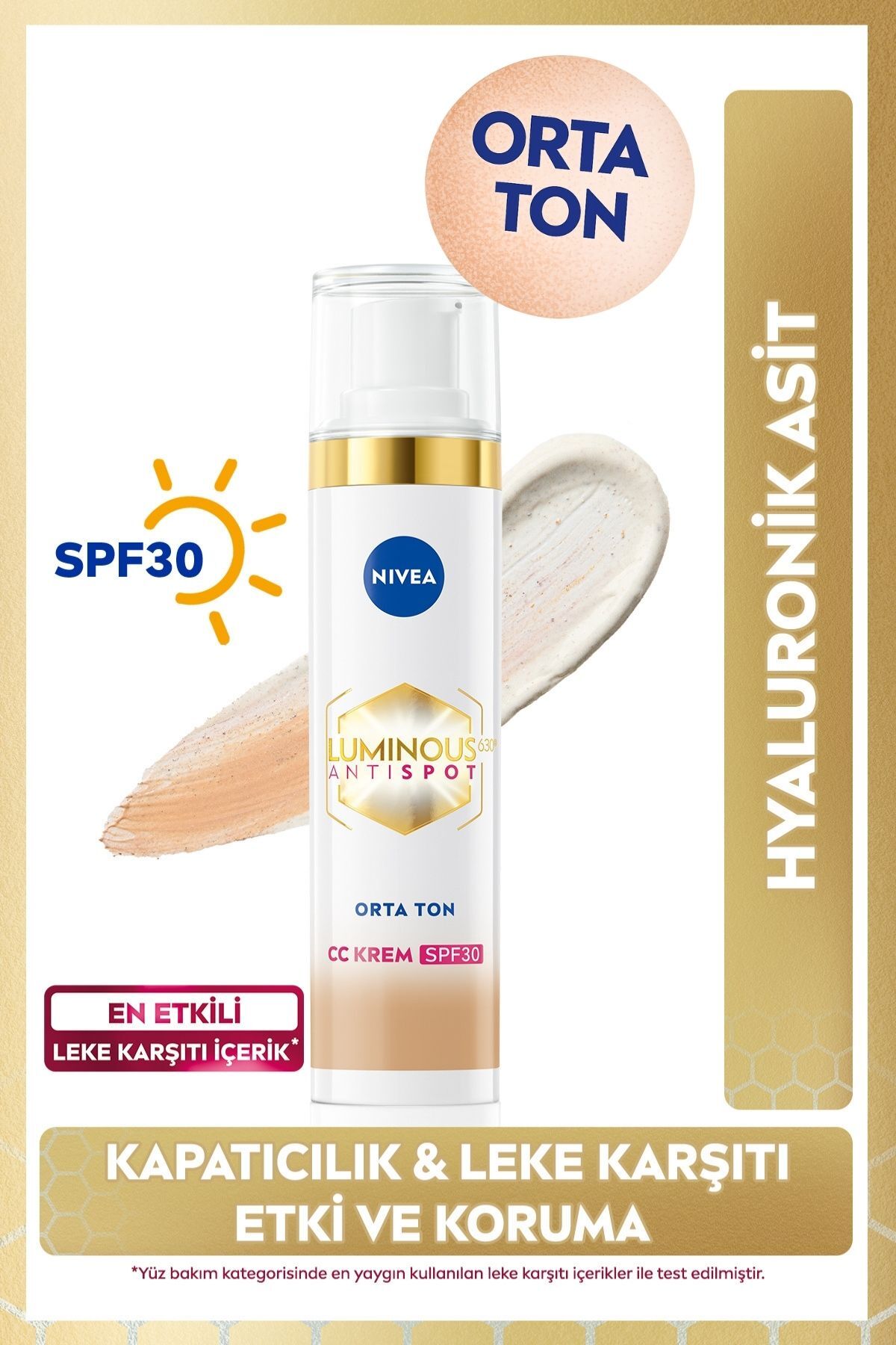 NIVEA Luminous630 Koyu Leke Karşıtı CC Yüz Kremi 40ml, SPF30 Güneş Koruyucu, Hyaluronik Asit, Orta Ton - Fiyatı, Yorumları