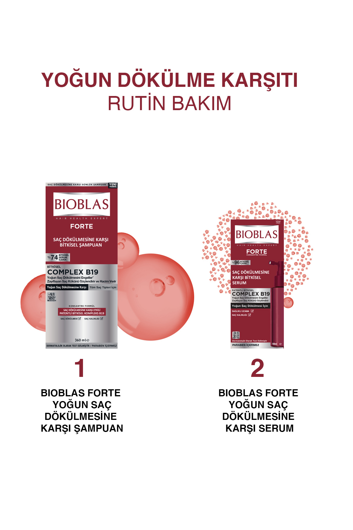 Forte Complex B19 Yoğun Saç Dökülmelerine Karşı Bitkisel Şampuan 360 ml — bıoblas forte — تصویر 4 از 5