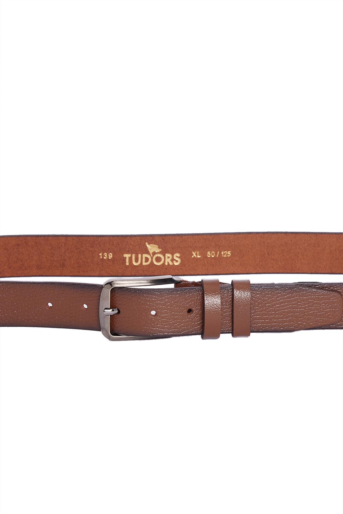 Tudors Erkek %100 Hakiki Deri 3,5 cm Klasik Taba Renk Kemer görsel 2