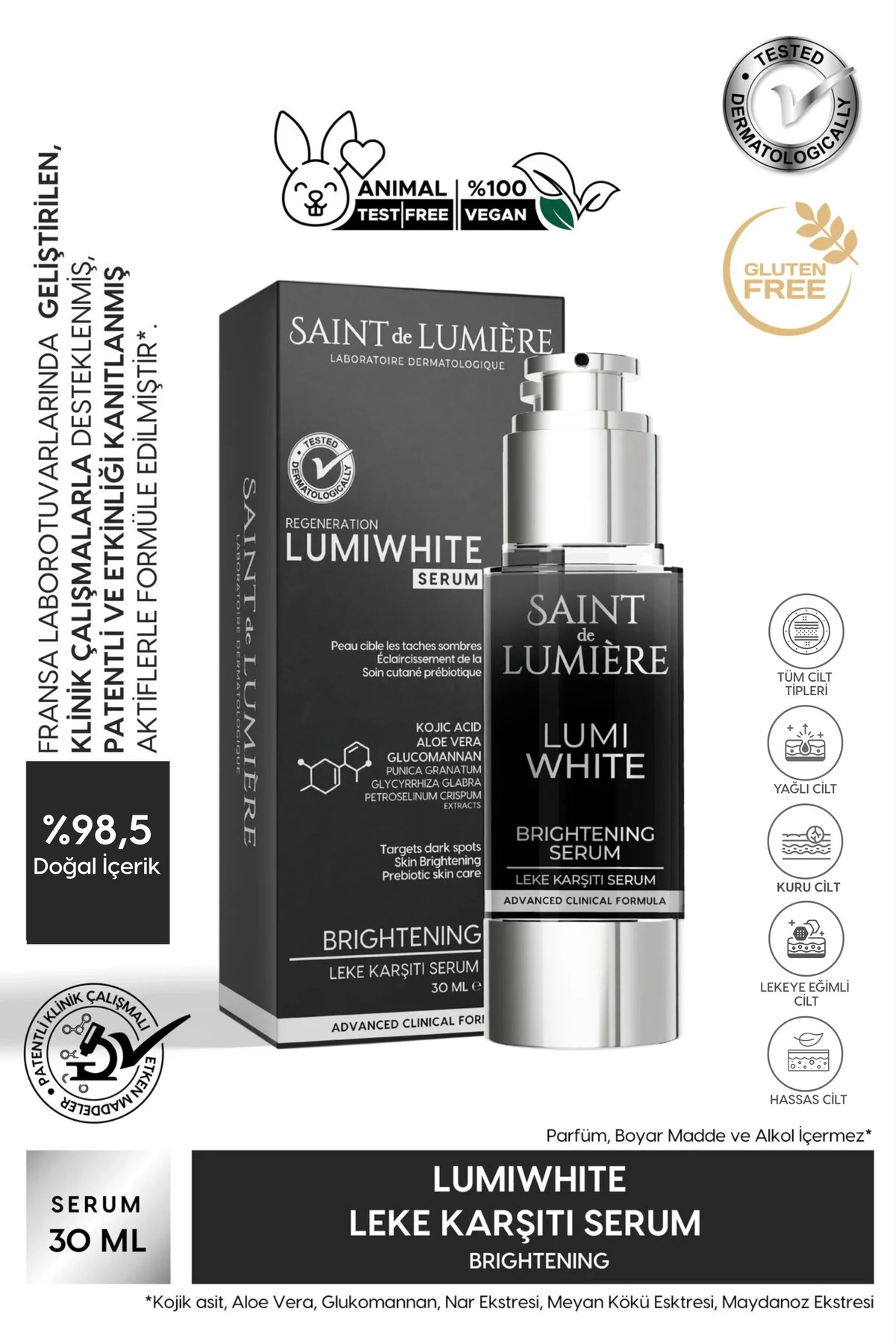 SAINT DE LUMIERE سرم ضد لک و روشن کننده پوست LUMIWHITE مخصوص شب، 30 میلی لیتر - مناسب برای آکنه، بارداری و محافظت در برابر آفتاب — 68268015