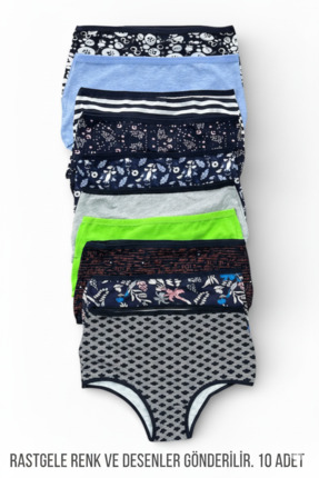 Nicoletta Kadın Külot 10 Lu Paket Yüksek Bel Pamuklu Likrali Rastgele KARISIK...