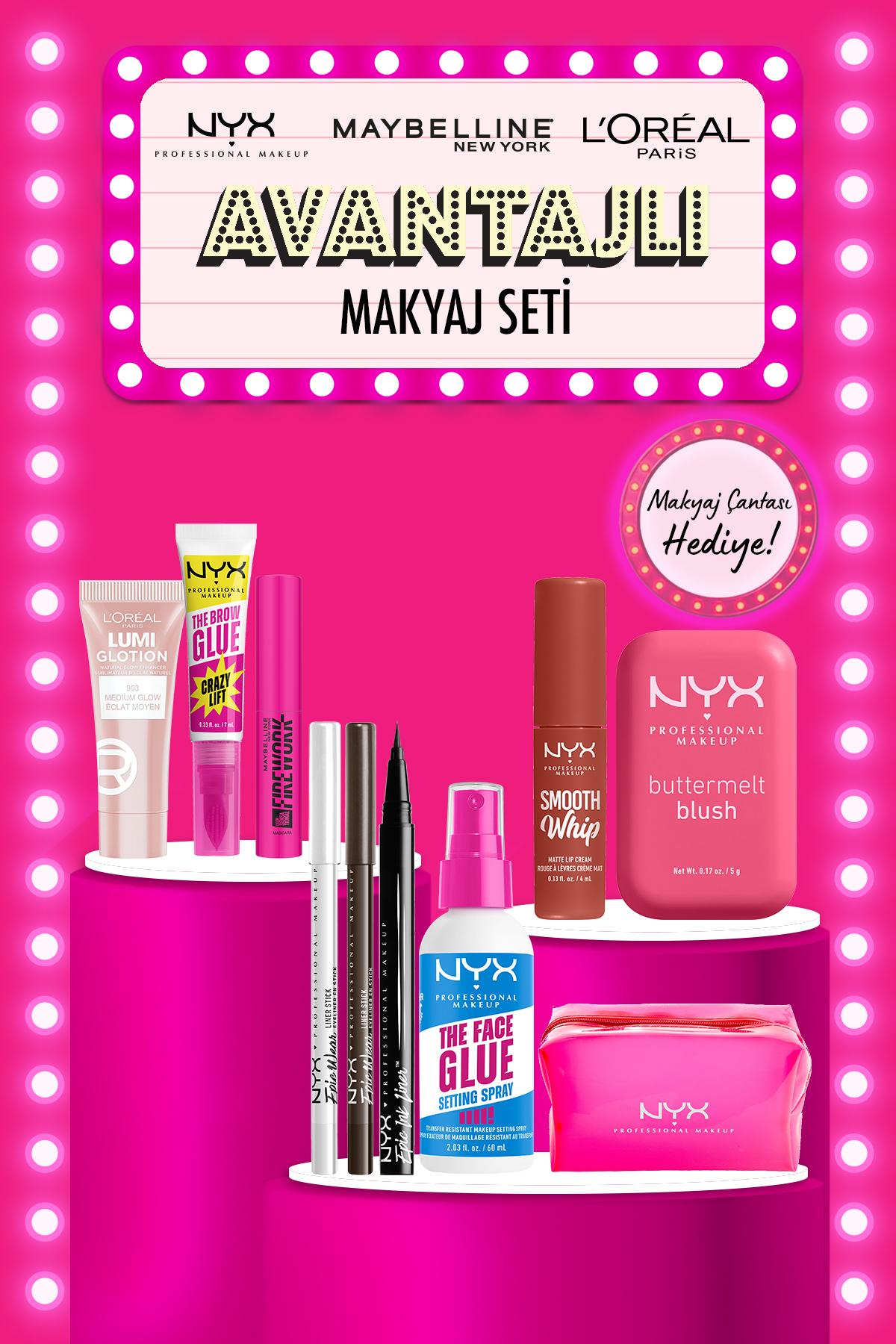 NYX Professional Makeup NYX Tüm Ürünlerim Çantamda Makyaj Seti – NYX Özel Üretim Çanta Hediyeli - Fiyatı, Yorumları