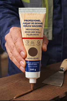 Badem10 Ahşap Parke ve Duvar İçin Tamir Macunu KOYU CEVİZ 200 Gr Mobilya Çatl...