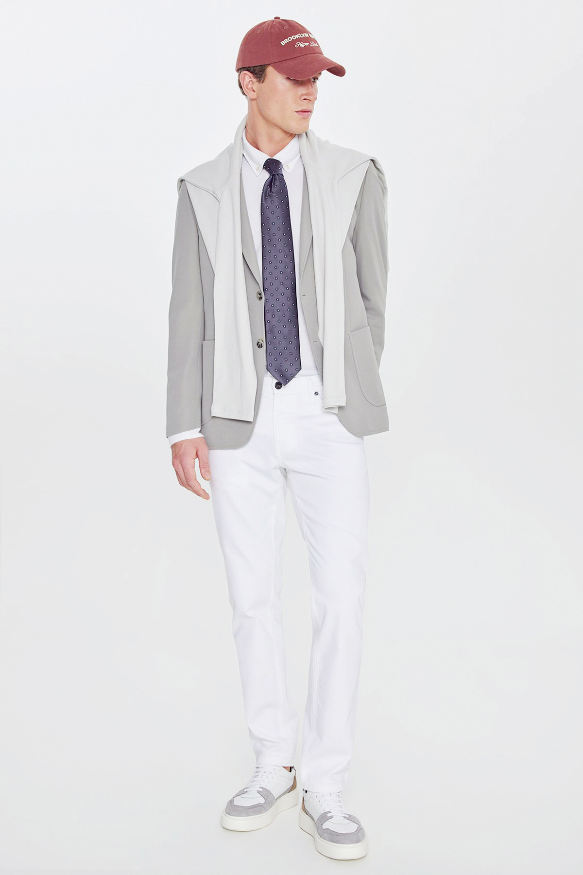 AC&Co / Altınyıldız Classics  Erkek Gri Slim Fit Dar Kesim Mono Yaka Casual Ceket - Görsel 2