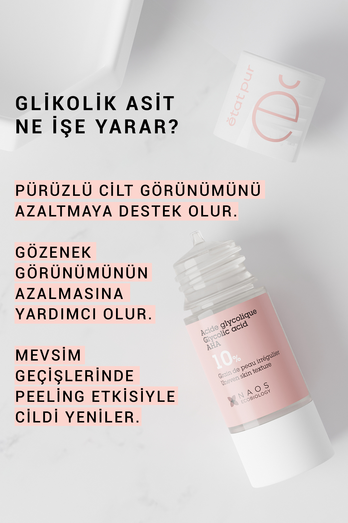Pure Active Glikolik Asit %10 Aha Peeling Cilt Yenileme Etkili Saf Konsantre Cilt Bakım Serumu 15 ml — 7777200020352 — تصویر 5 از 9