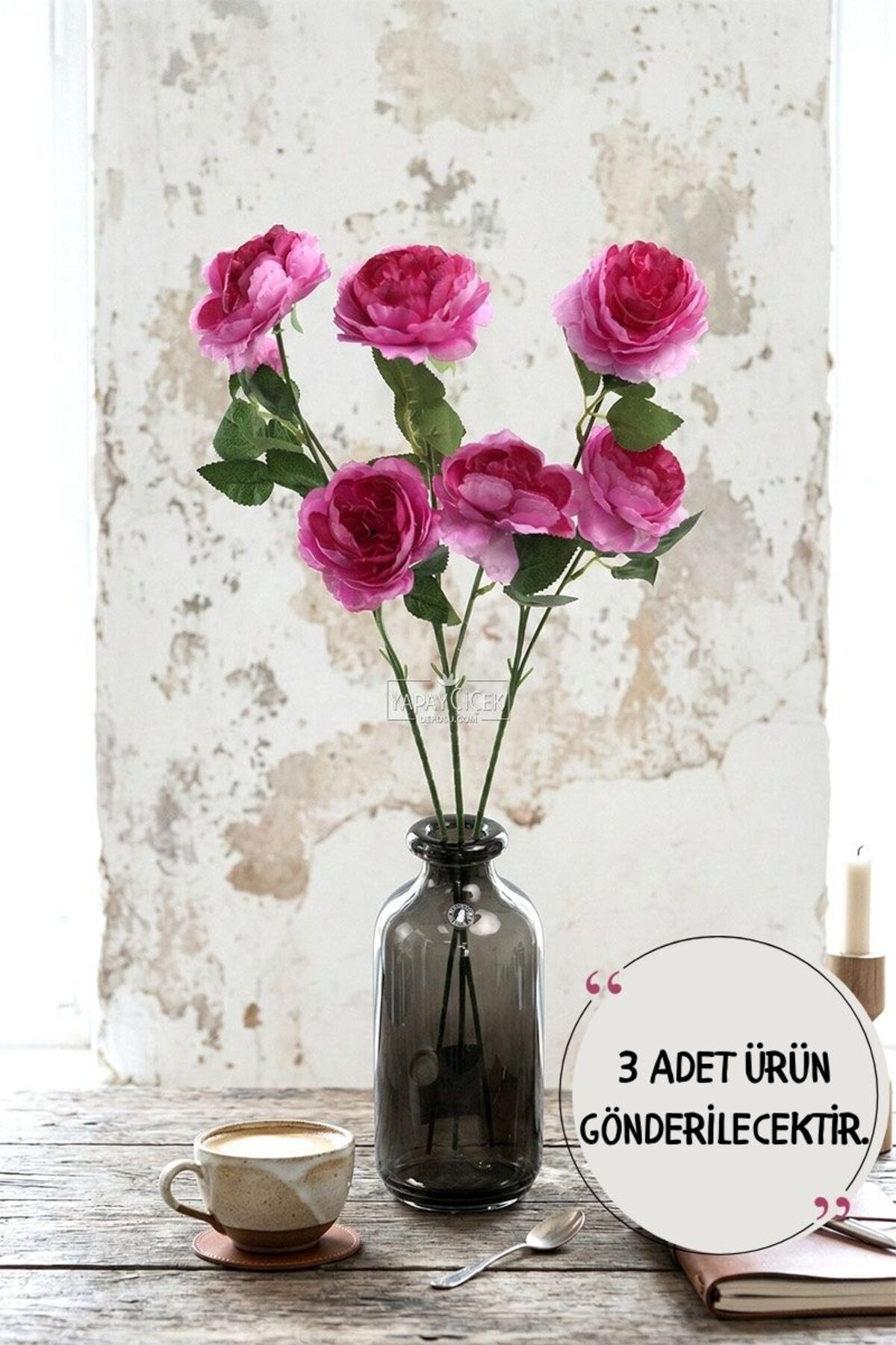 Artificial Flower Pastel 3 Desert Roses 60 cm Lilac