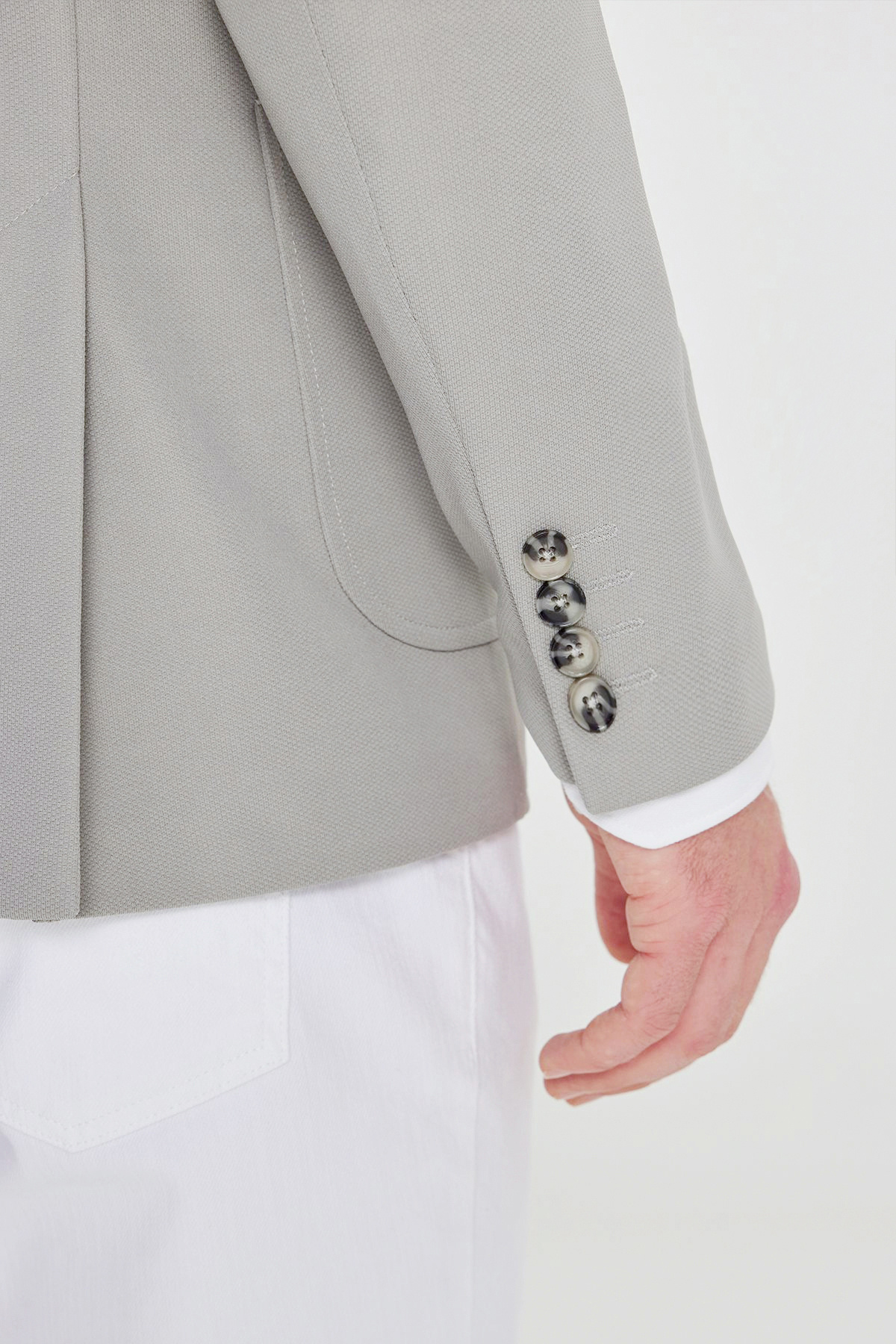 AC&Co / Altınyıldız Classics  Erkek Gri Slim Fit Dar Kesim Mono Yaka Casual Ceket - Görsel 5