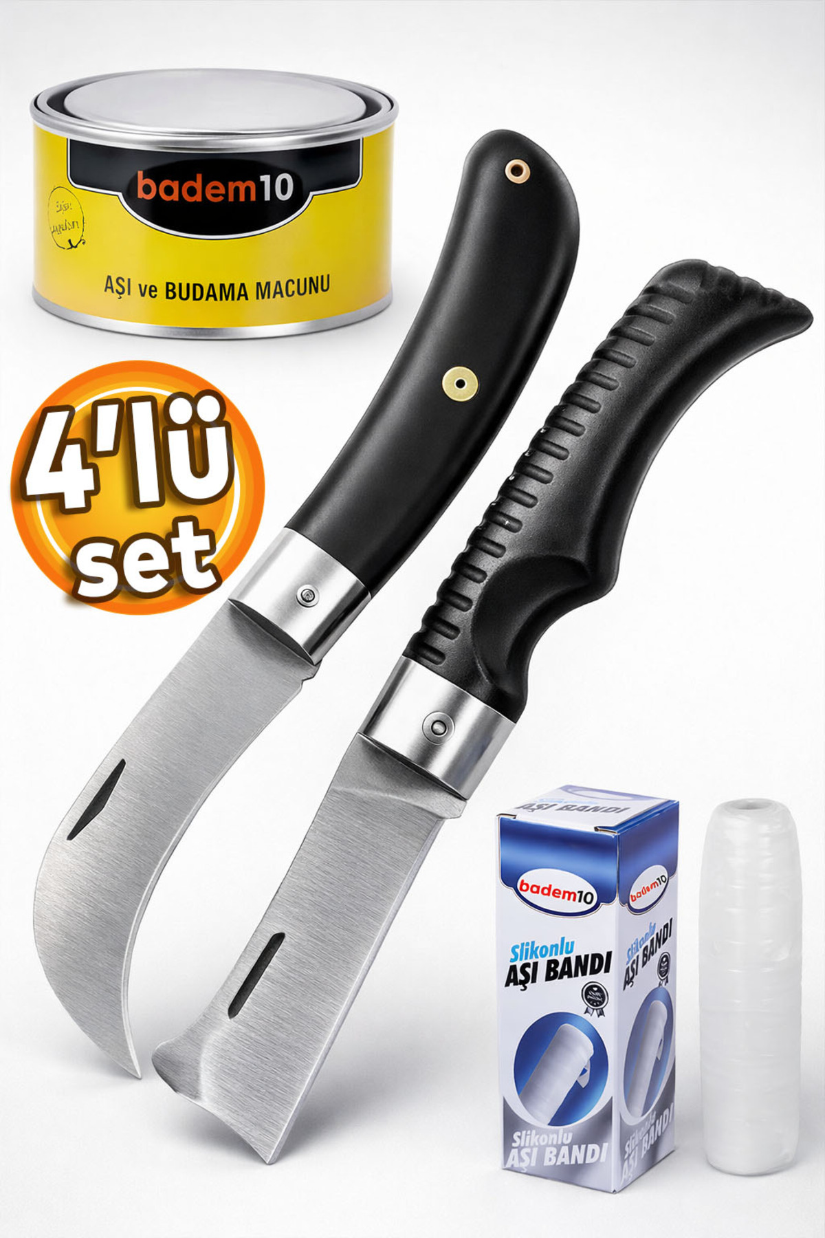 (SET OF 4) Curved and Flat Tip Vaccine Knife Vineyard Knife Knife Vaccine Band Wood Grafting Paste Set
