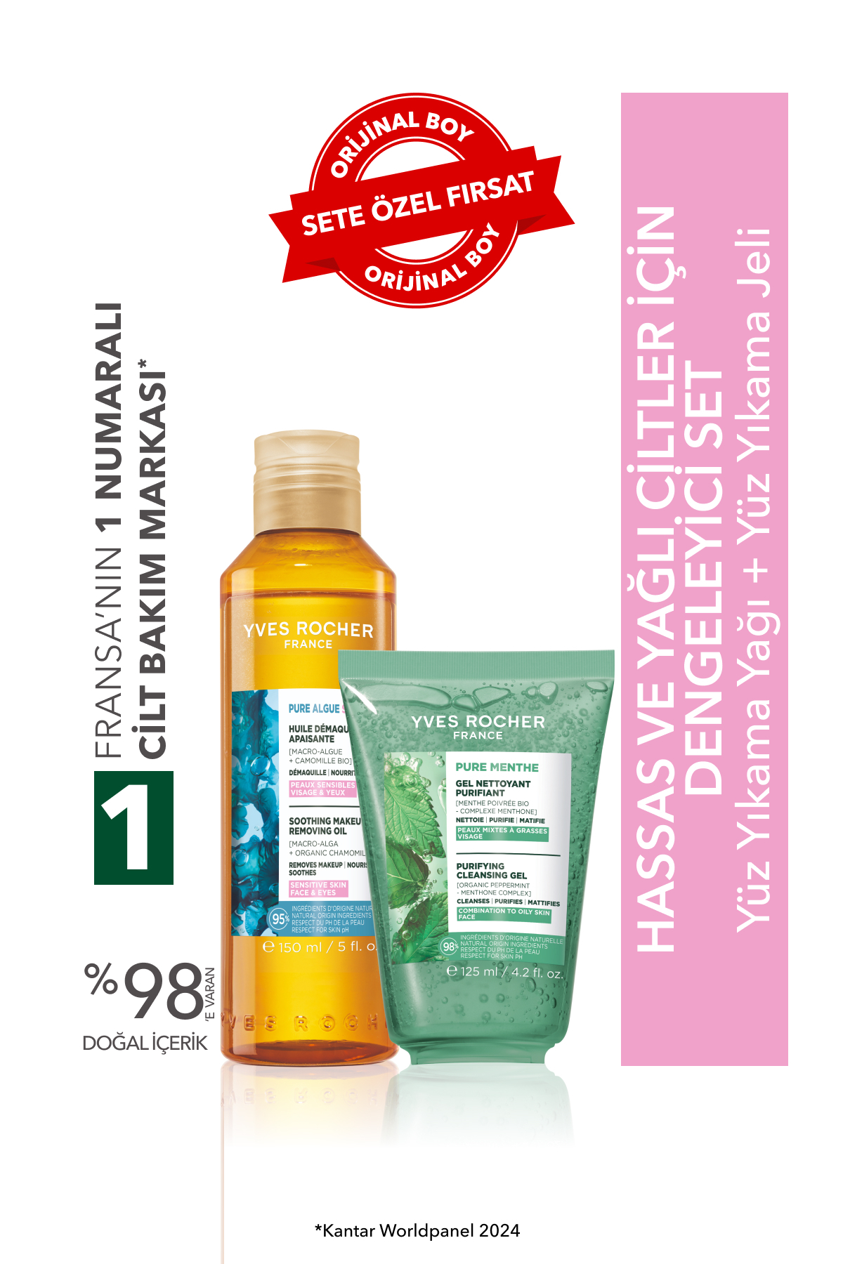 Yves Rocher Hassas ve Yağlı Ciltler Dengeleyici Set-Yüz Yıkama Yağı 150ml &Yüz Yıkama Jeli 125 ml - Fiyatı, Yorumları