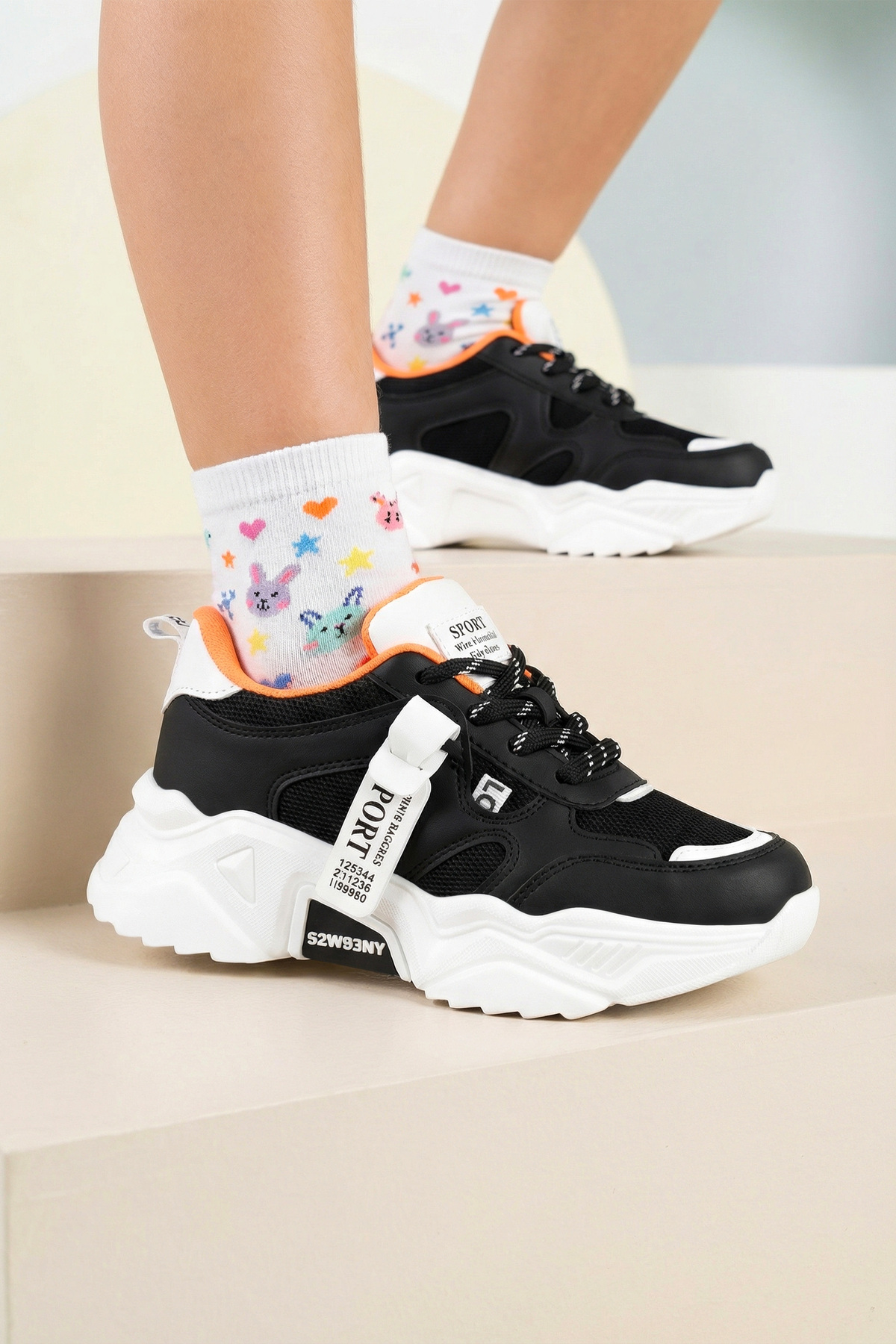 Kids DS 2051 Kids' Black White Sneaker Casual Sports Shoes