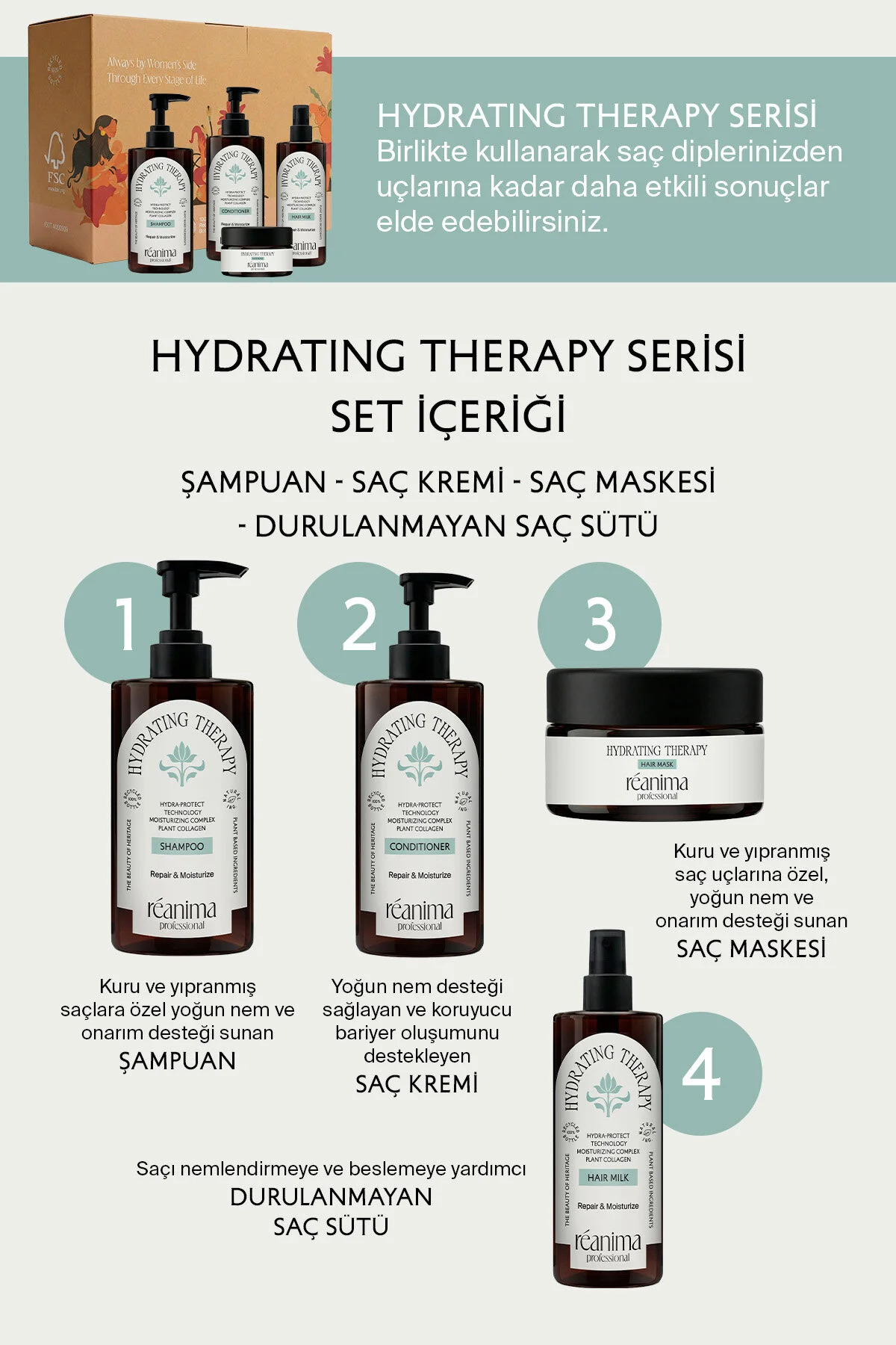 Hydrating Theraphy Saçı Nemlendiren Parlaklık ve Pürüzsüzlük Sağlamaya Yardımcı Saç Bakım Kremi — HYD-SKRM — تصویر 6 از 8