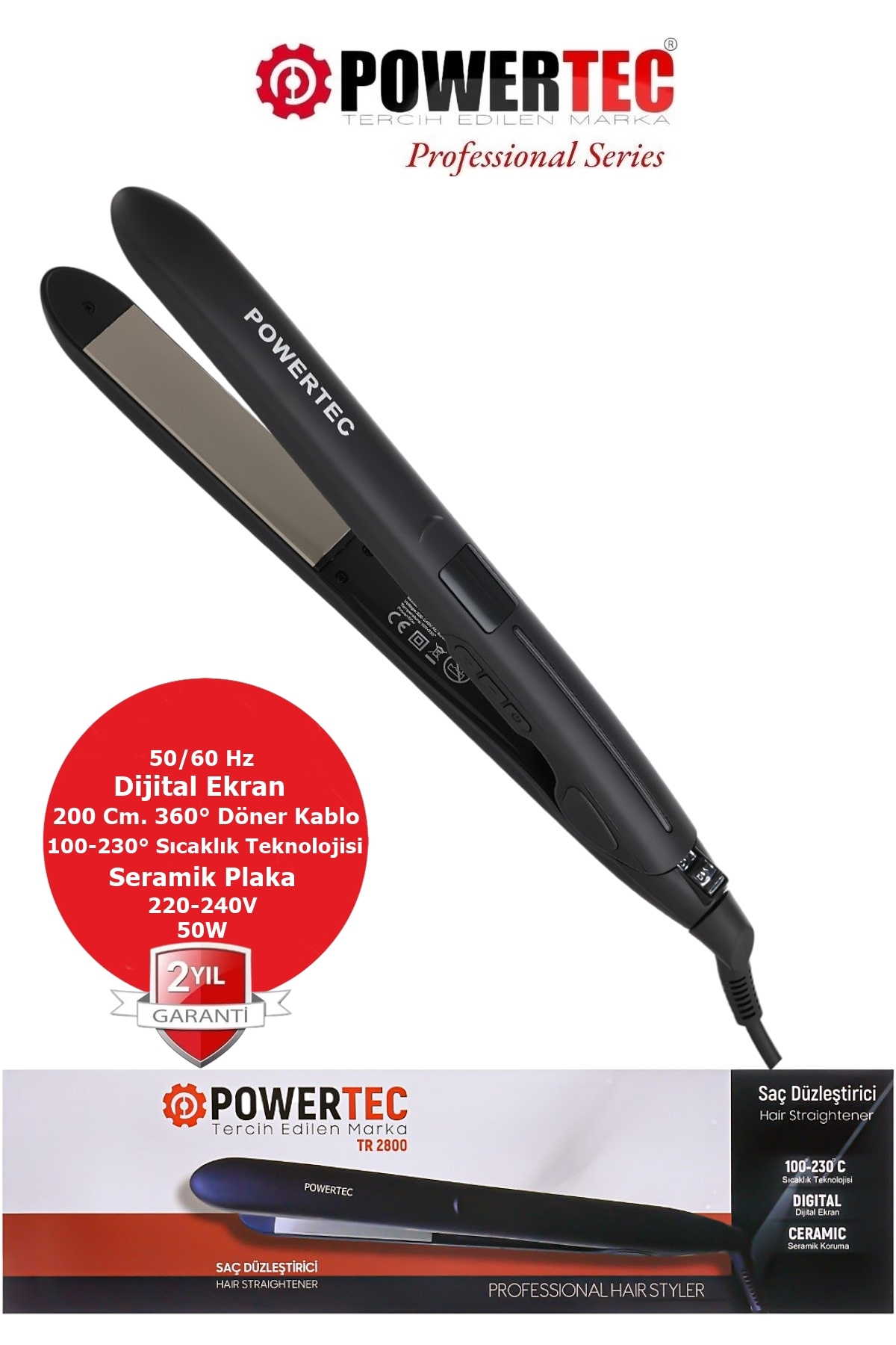 Powertec TR-2800 Seramik Saç Şekillendirici Düzleştirici - Fiyatı, Yorumları