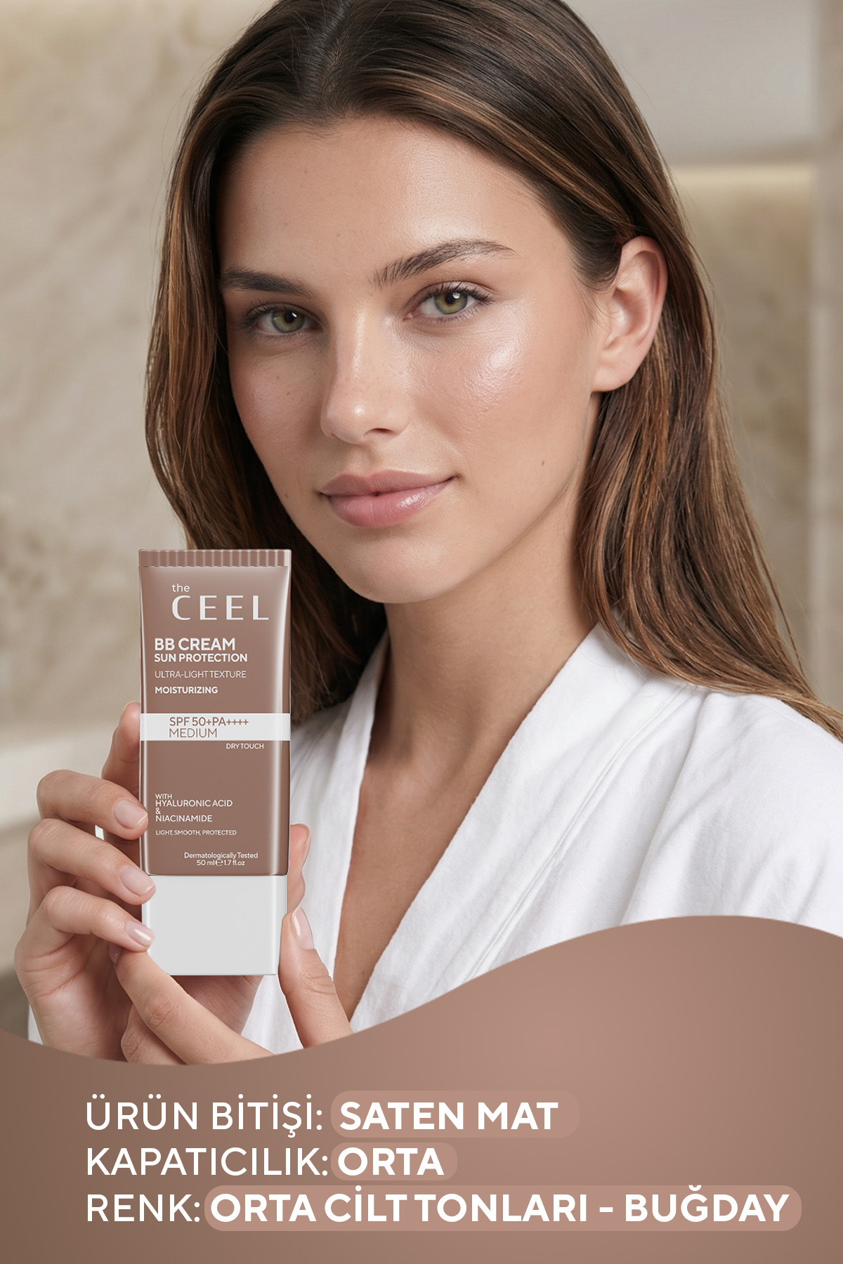 کرم بی بی با SPF 50+ و PA++++ محافظت در برابر آفتاب، ضد لک و مرطوب کننده 50 میلی لیتر — بژ TCBBKMM020 — تصویر 3 از 7