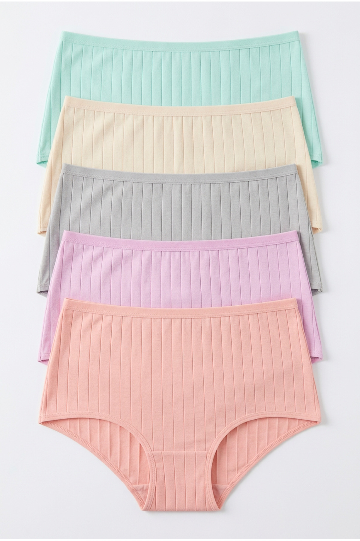 Women's Panties 5-Pack High Waist Cotton Lycra Rib Camisole Ribbed Salmon