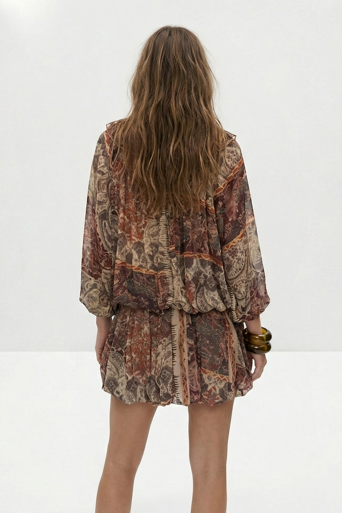 Trendyolmilla  Çok Renkli Etnik Desenli Balon Etekli Dokuma Elbise TWOSS26EL00612 - Görsel 3