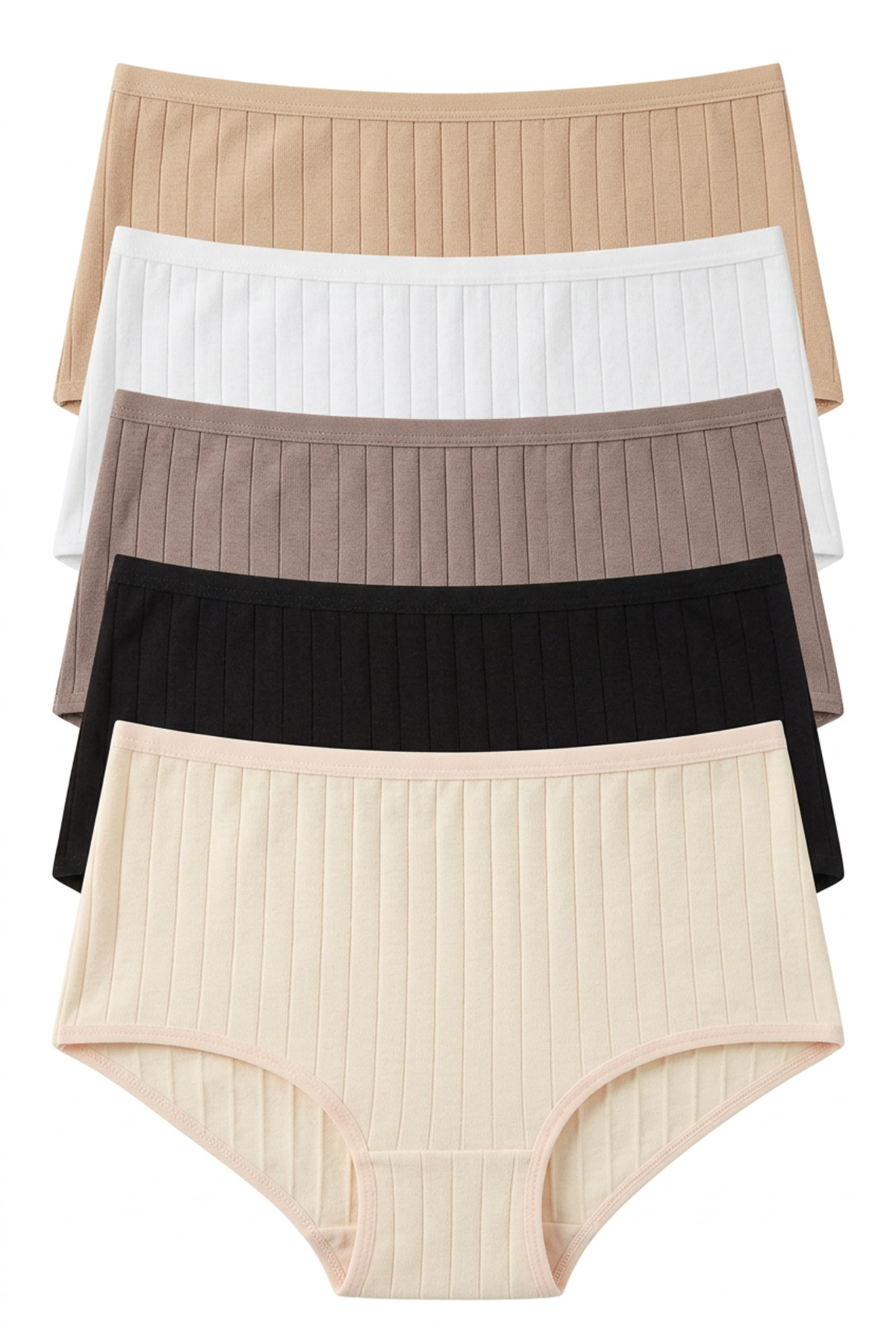 Women Briefs 5-Pack High Waist Cotton Lycra Rib Camisole Ribbed Mink