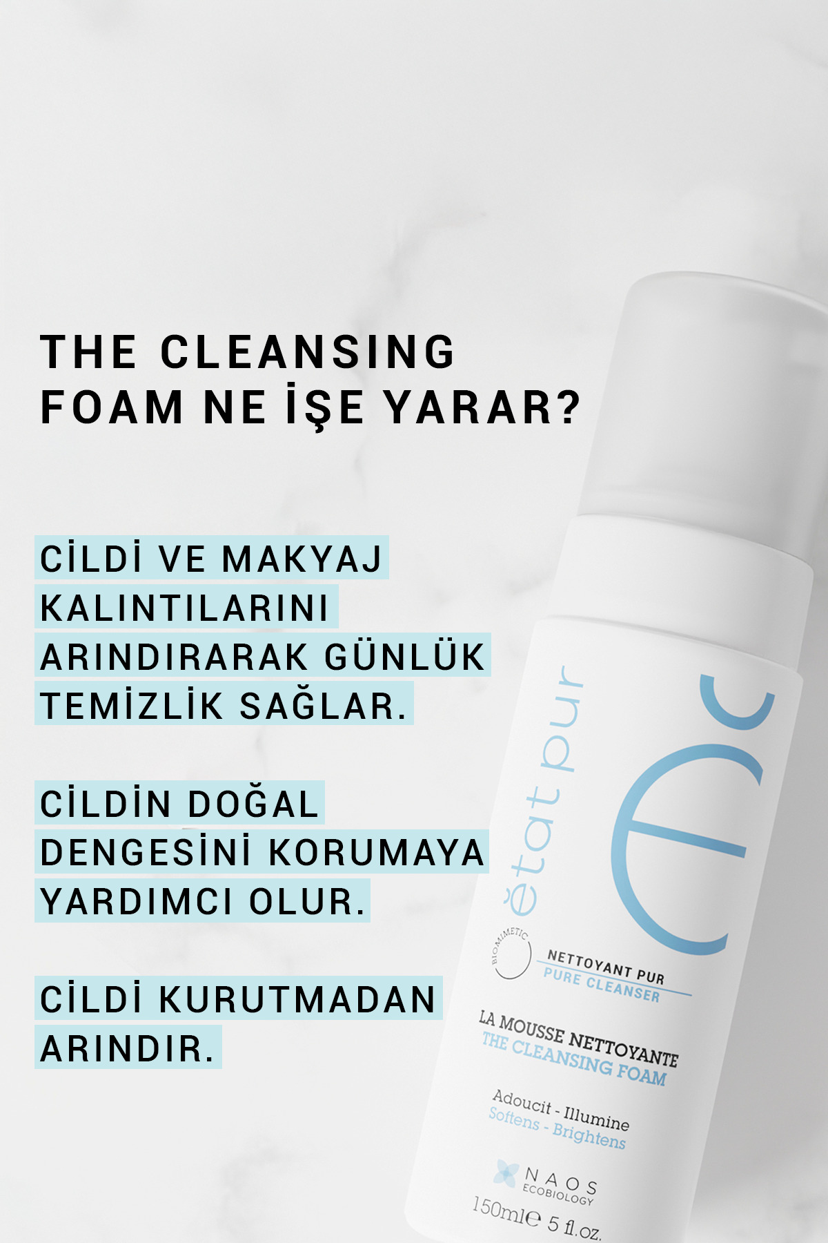 The Cleansing Foam Tüm Ciltler İçin Nazik Arındırıcı ve Yumuşatıcı Yüz Temizleme Köpüğü 150 ML — 3002091456 — تصویر 4 از 9