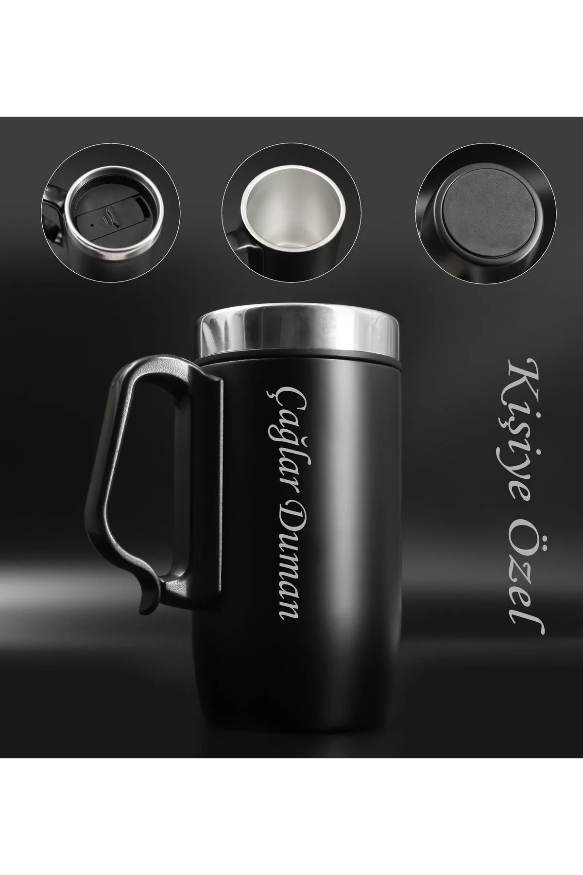 Father's Day Personalized Steel Thermos Cup with Handle.