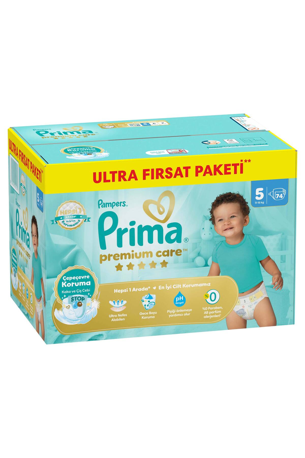 Prima Bebek Bezi Premium Care 5 Numara 74 Adet  Ultra Fırsat Paketi fotoğrafı 2 (önizleme)