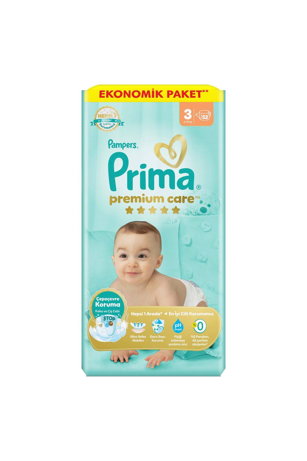 Prima Bebek Bezi Premium Care 3 Numara 52 Adet Ekonomik Paket fotoğrafı 2 (önizleme)