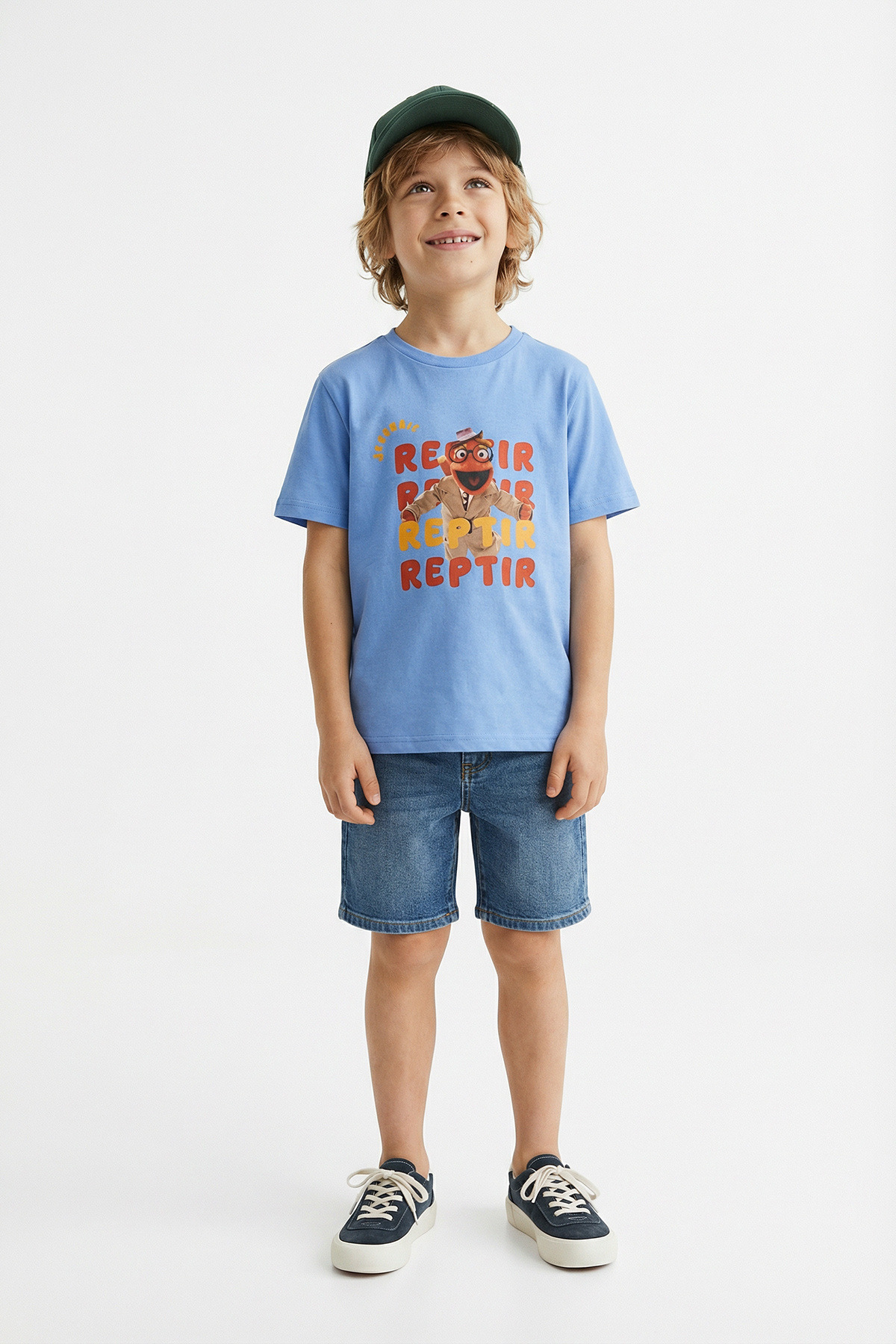 Trendyolmilla Kids Mavi Dedektif Reptır Baskılı Erkek Çocuk Örme T-Shirt TKDSS26TS00059