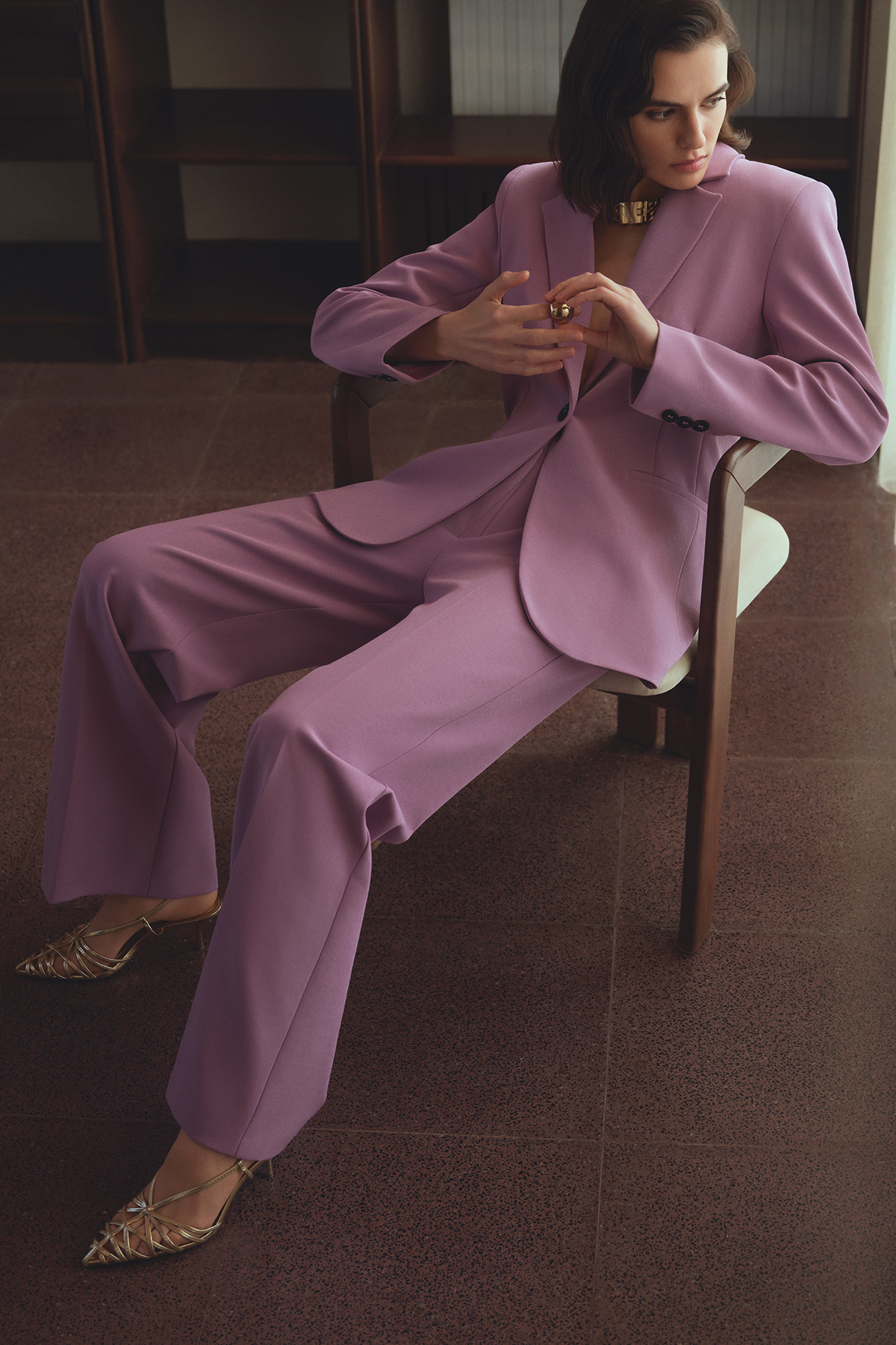 Trendyol Collection Limited Edition Lila Wideleg Dokuma Premium Hose TWOSS26P...