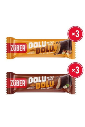 Züber Dolu Dolu Meyve Bar İkili Paket (Yer Fıstığı Ezmeli 30g x 3 Adet + Fınd...
