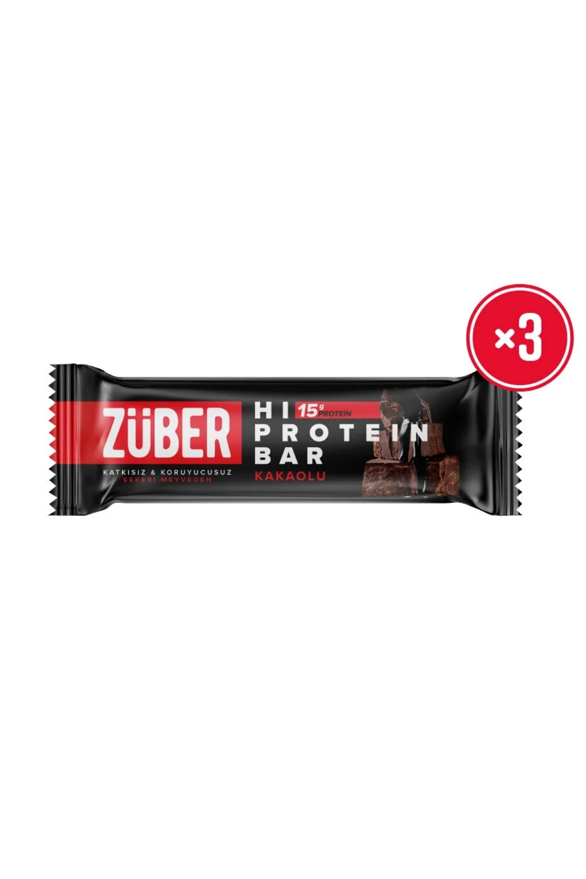 Züber Hi Protein Kakaolu Yüksek Protein Bar 45g x 3 Adet (15g Protein)