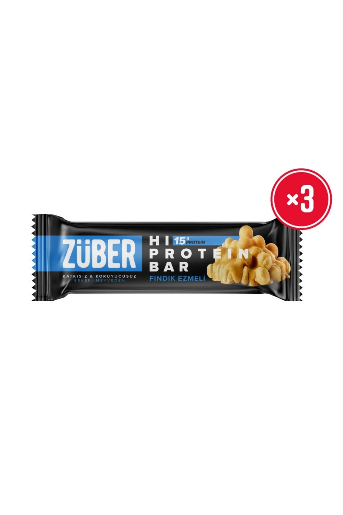 Züber Hi Protein Fındık Ezmeli Yüksek Protein Bar 45g x 3 Adet (15g Protein) - Fiyatı, Yorumları