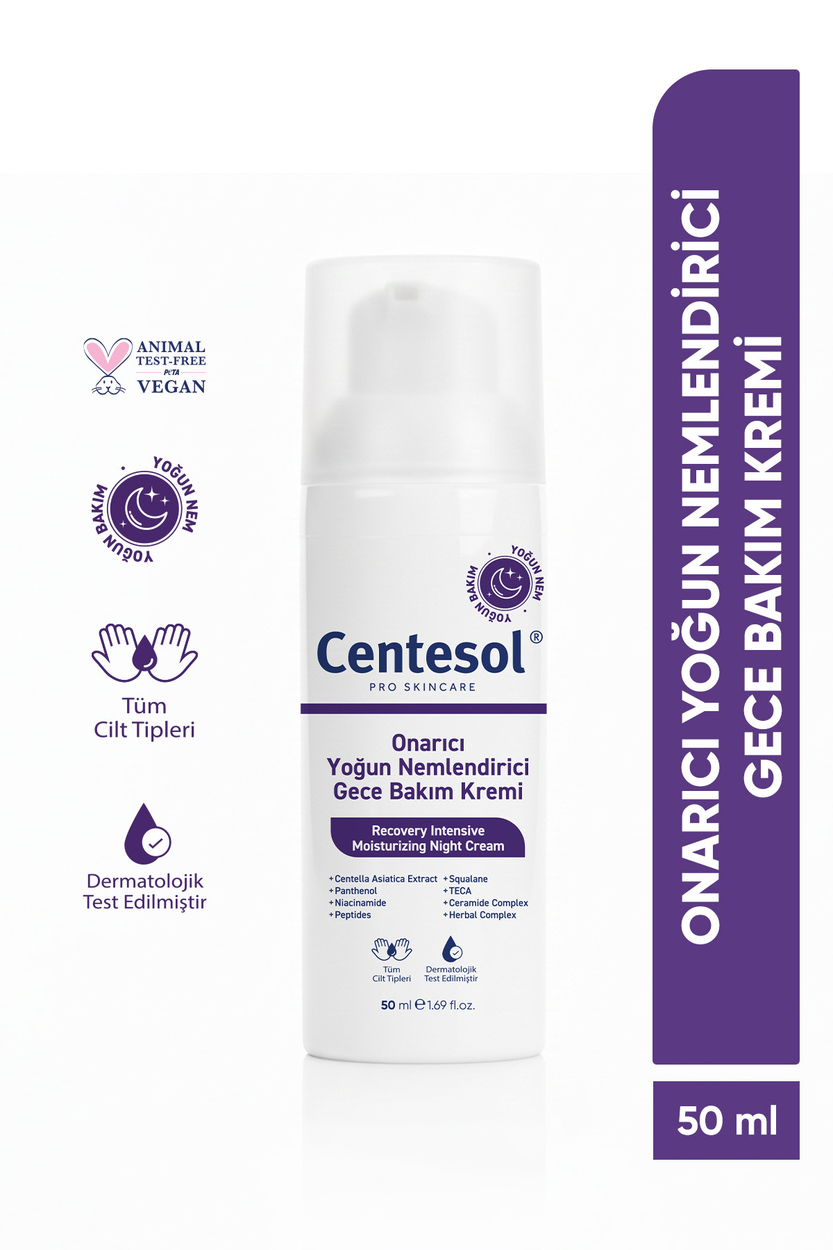 CENTESOL Onarıcı Yoğun Nemlendirici Gece Bakım Kremi Bariyer Güçlendirici Besleyici Tüm Cilt Tipleri 50 ML — 8682644280684