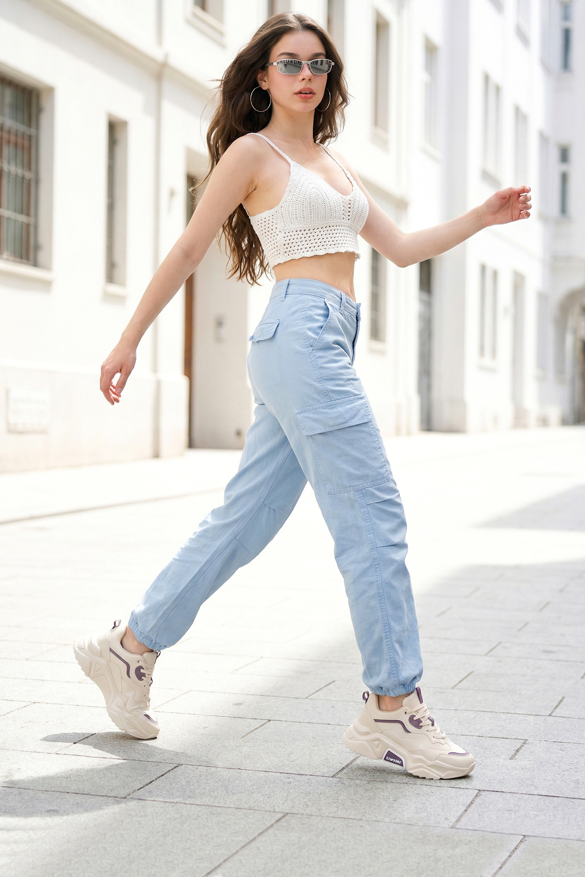 Dark Seer  DS.PMD239K2110 Bej Mor Kadın Sneaker Günlük Spor Ayakkabı - Görsel 14