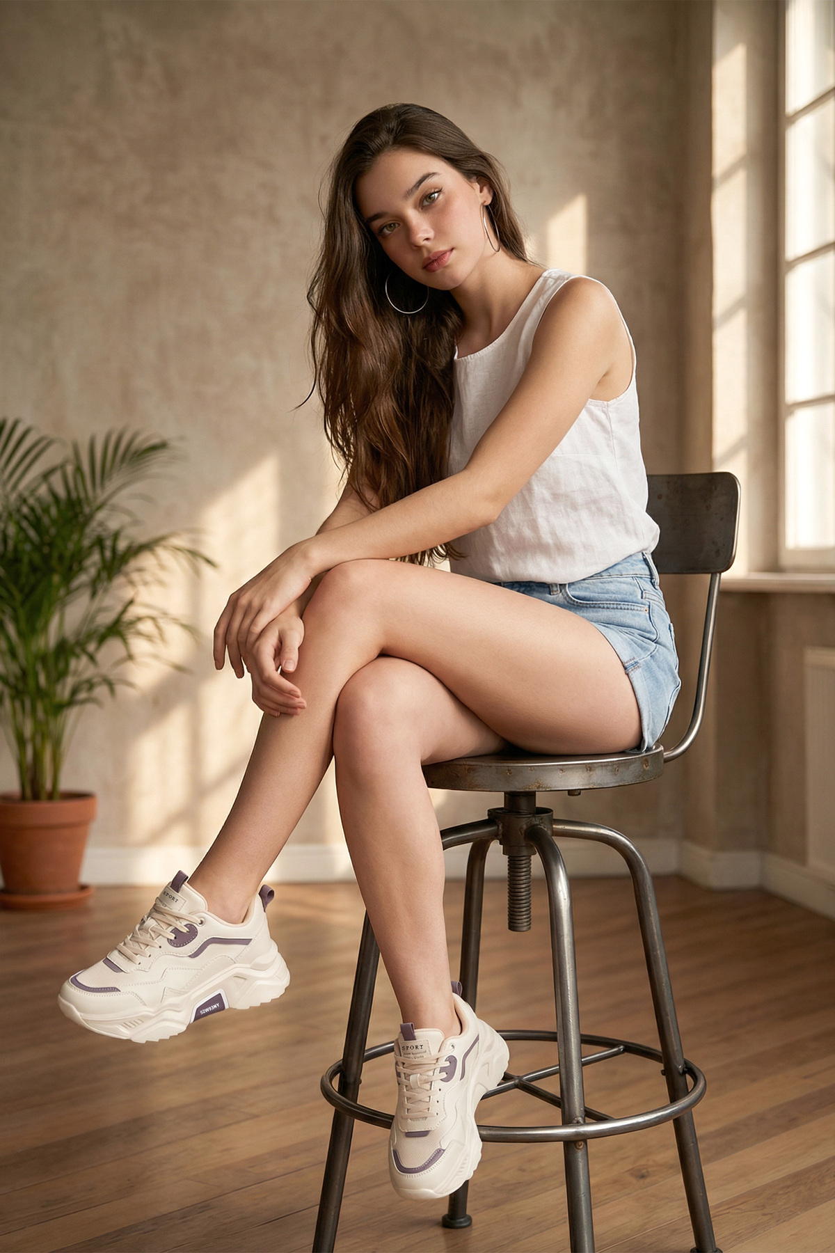 Dark Seer  DS.PMD239K2110 Bej Mor Kadın Sneaker Günlük Spor Ayakkabı - Görsel 4