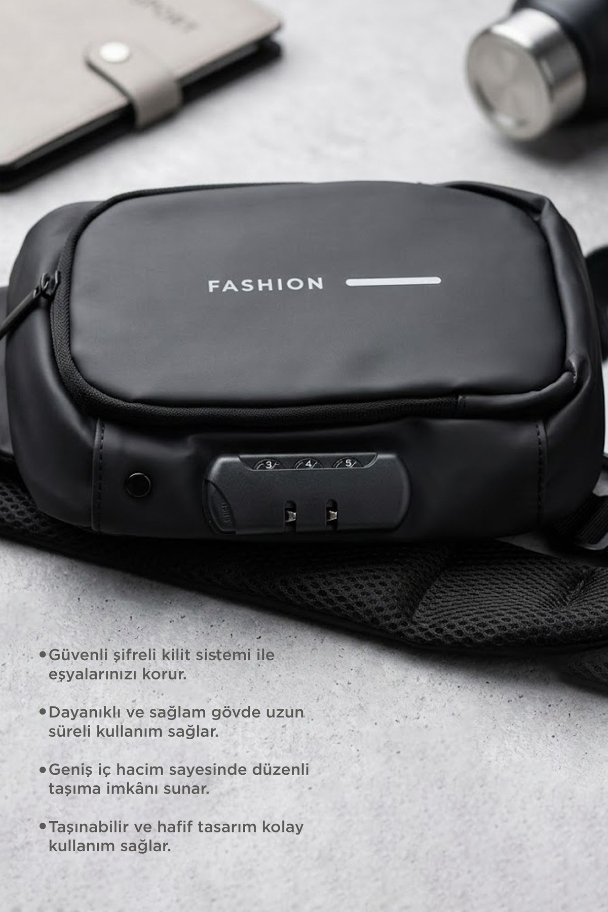 Torima  Omuz Çantası Şifreli Usb Şarjlı Günlük Çanta 88039 Siyah - Görsel 2