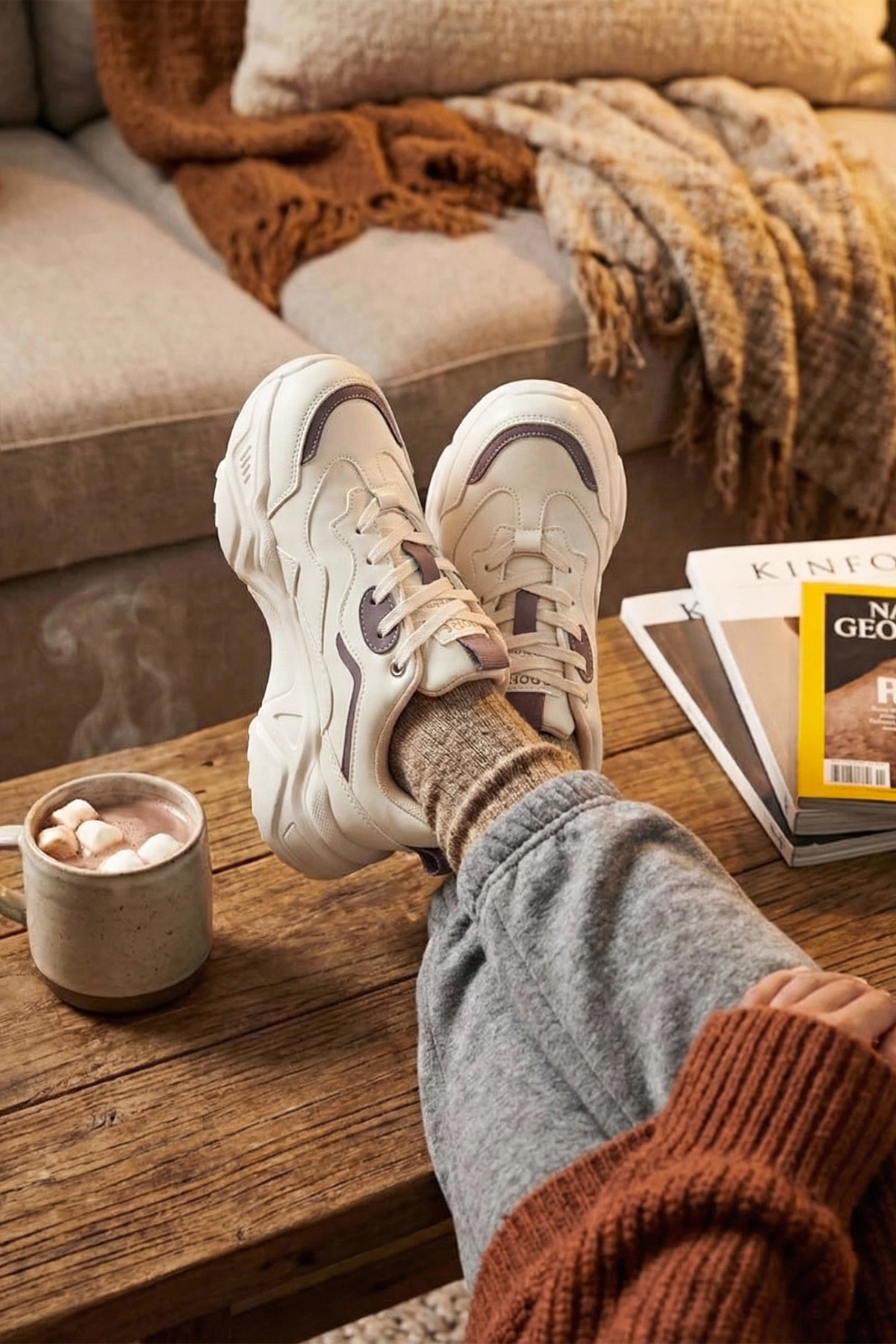 Dark Seer  DS.PMD239K2110 Bej Mor Kadın Sneaker Günlük Spor Ayakkabı - Görsel 5