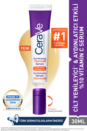 CeraVe Skin Renewing Cilt Yenileyici & Aydınlatıcı Etkili C Vitamini Yüz Seru...