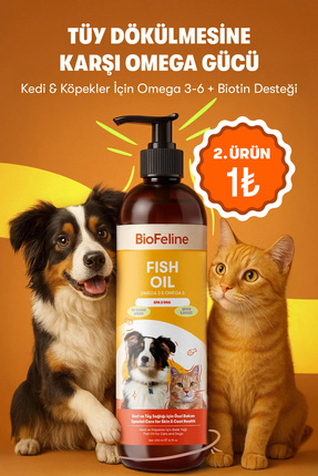 BioFeline Tüy Dökülmesi Azaltıcı ve Genel Sağlık Destekleyici Omega 3-6 Balık...