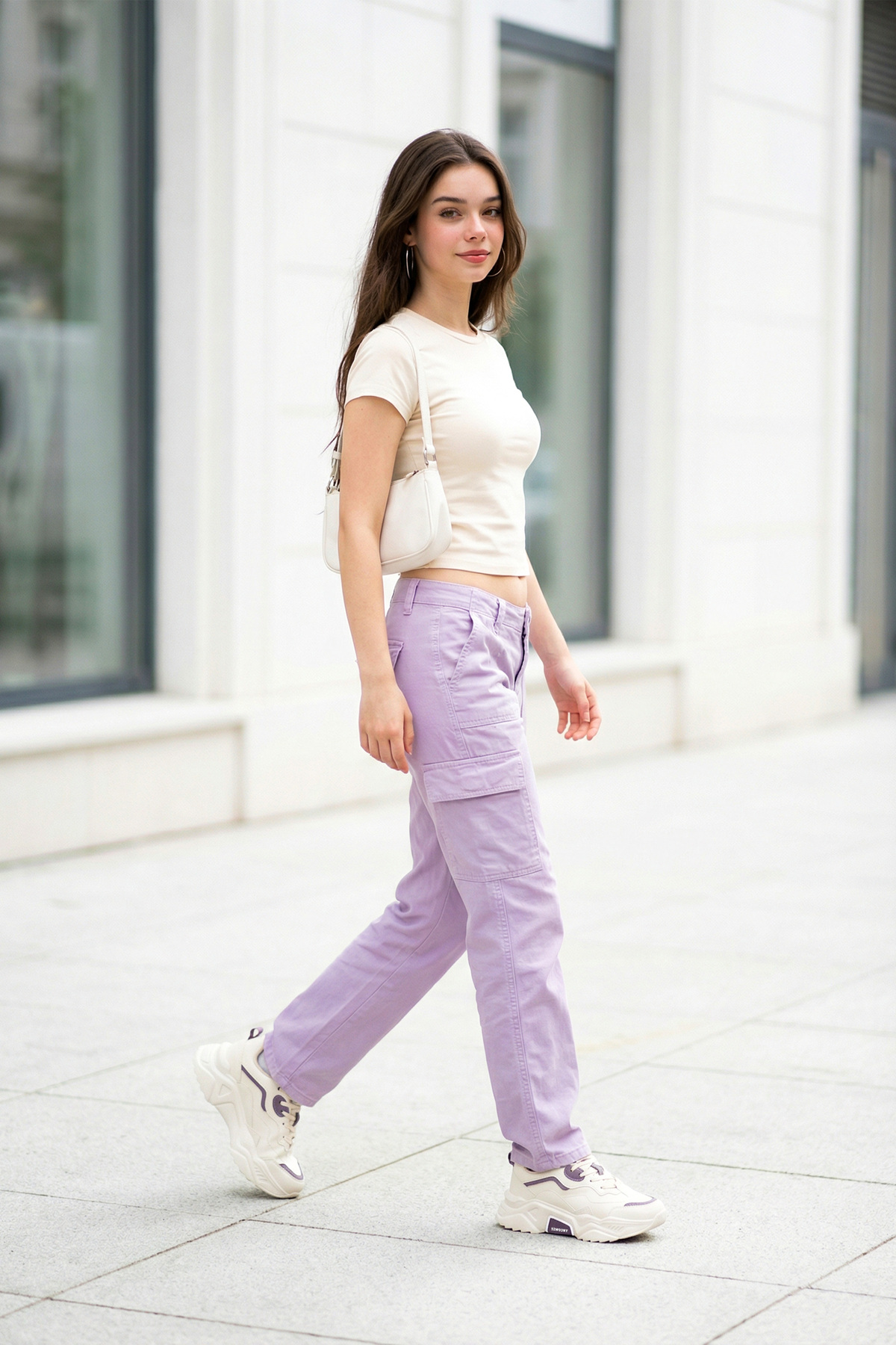 Dark Seer  DS.PMD239K2110 Bej Mor Kadın Sneaker Günlük Spor Ayakkabı - Görsel 6