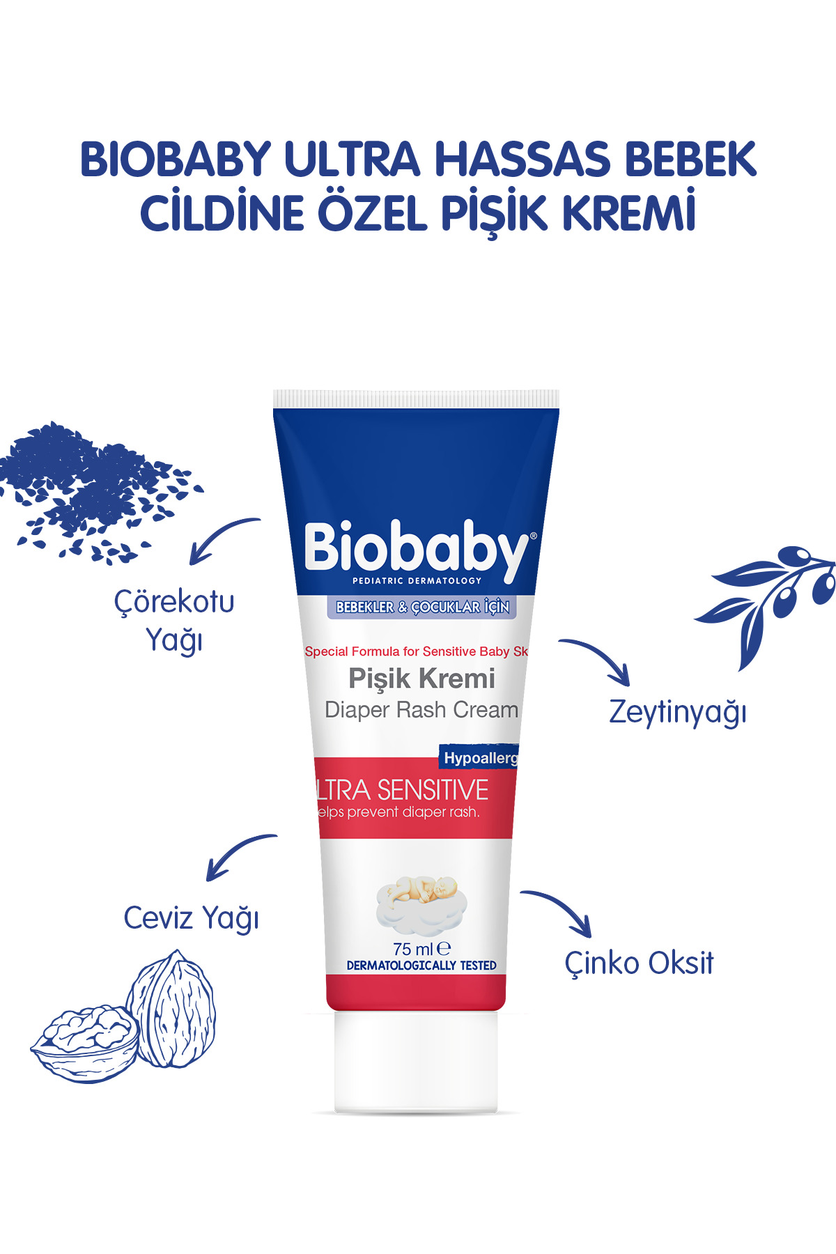 Biobaby Bebek Pişik Kremi %40 Çinko 75 gr - Organik Kır Iğdesi Yağı Ve Zeytinyağı Içerir fotoğrafı 2 (önizleme)