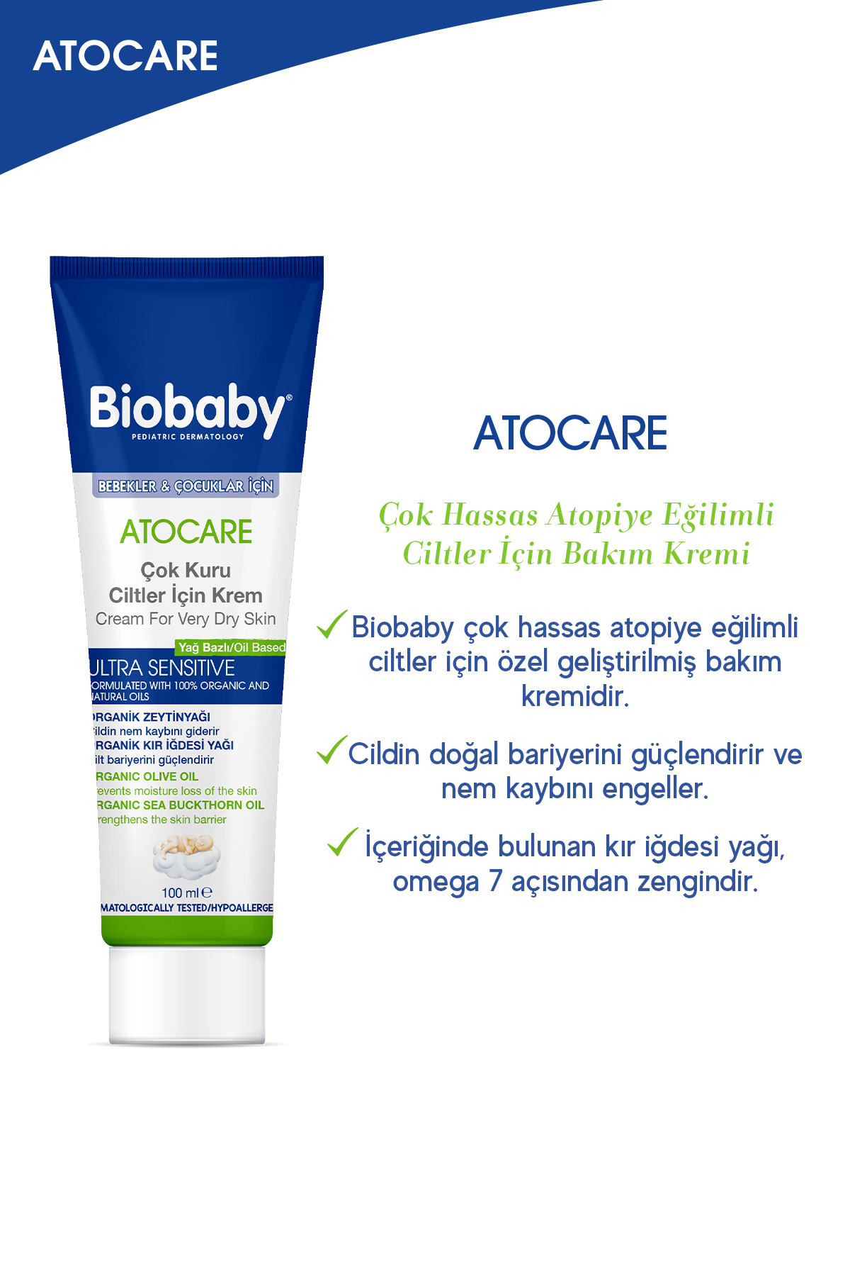 Biobaby Çok Kuru Ciltler Için Krem 100 ml - Organik Kır Iğdesi Yağı Organik Zeytin Yağı Atopik Ciltler fotoğrafı 3 (önizleme)