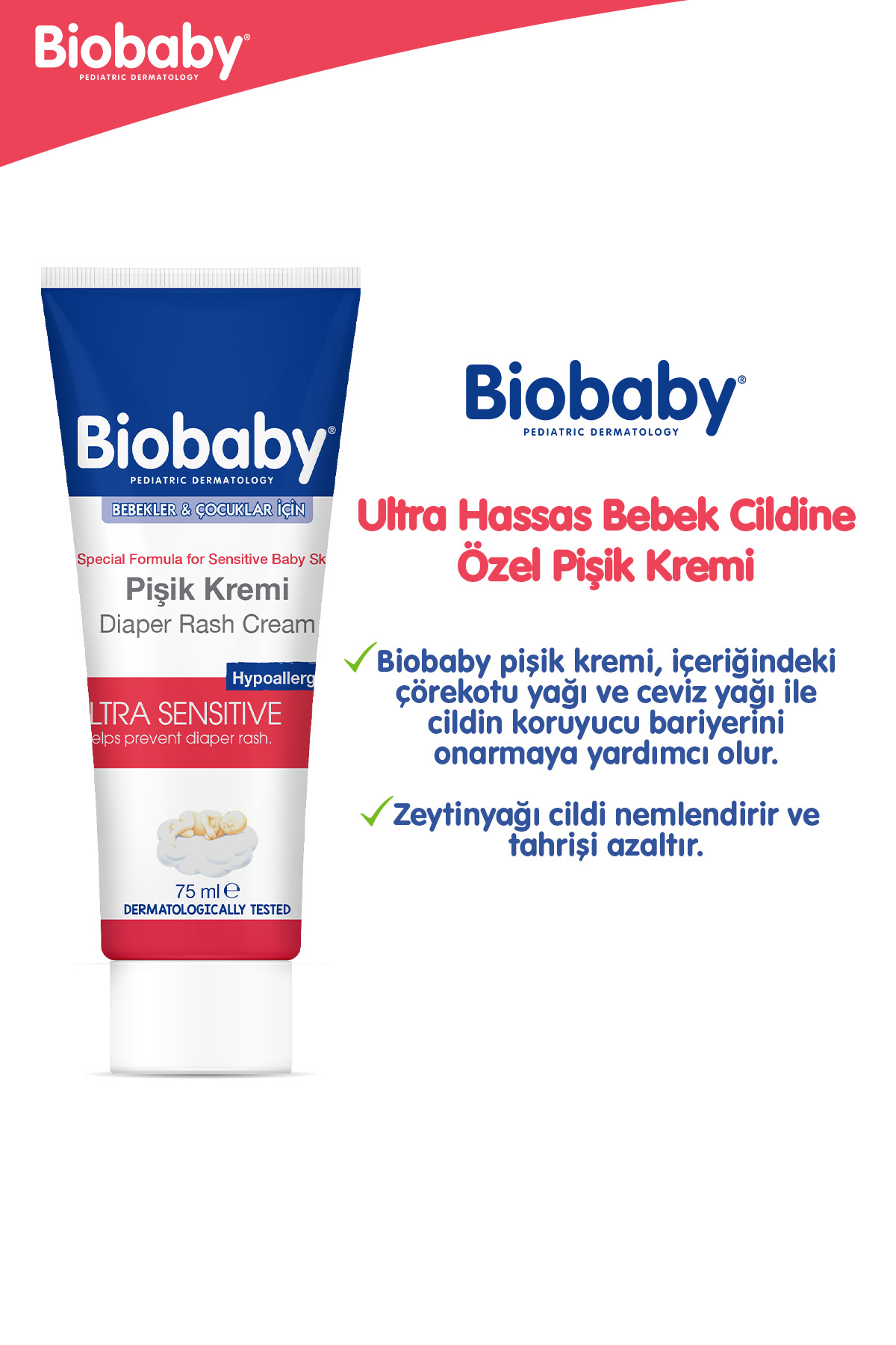 Biobaby Bebek Pişik Kremi %40 Çinko 75 gr - Organik Kır Iğdesi Yağı Ve Zeytinyağı Içerir fotoğrafı 3 (önizleme)
