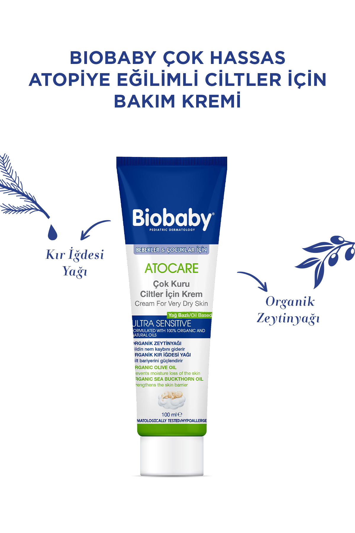 Biobaby Çok Kuru Ciltler Için Krem 100 ml - Organik Kır Iğdesi Yağı Organik Zeytin Yağı Atopik Ciltler fotoğrafı 2 (önizleme)